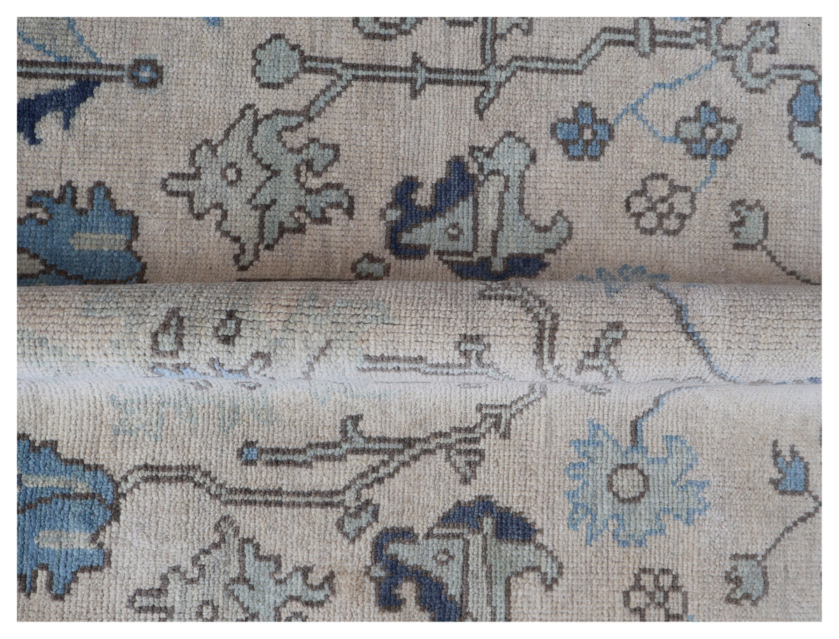 Traditional Oriental Oushak Silver Blue Hand Knotted 5.6x8 Area Rug