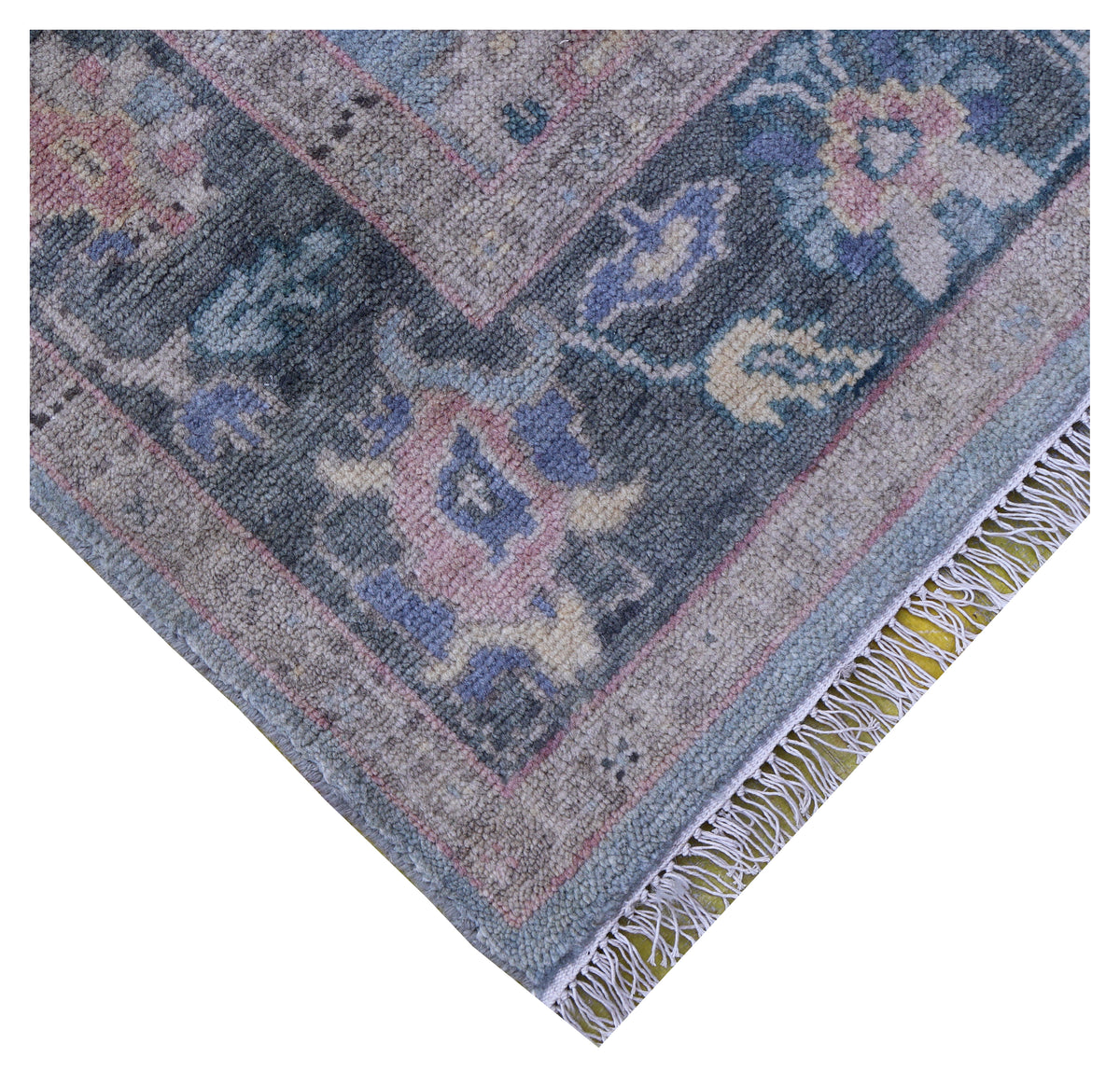 Hand Knotted Grey Pink Floral Oriental Oushak 5.6x8 Area Rug