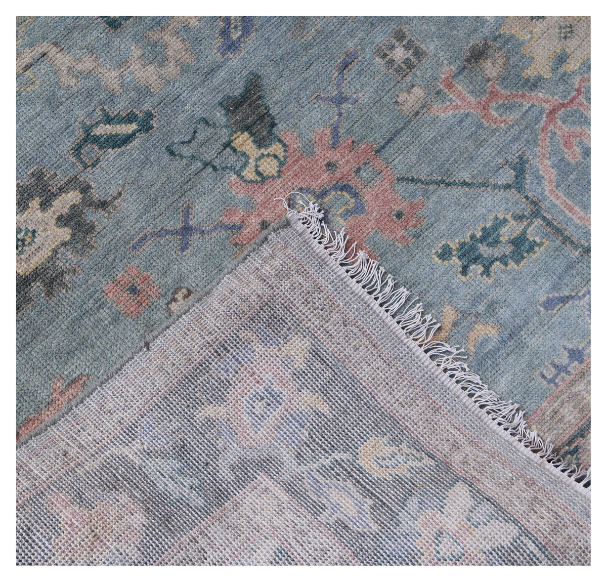 Hand Knotted Grey Pink Floral Oriental Oushak 5.6x8 Area Rug