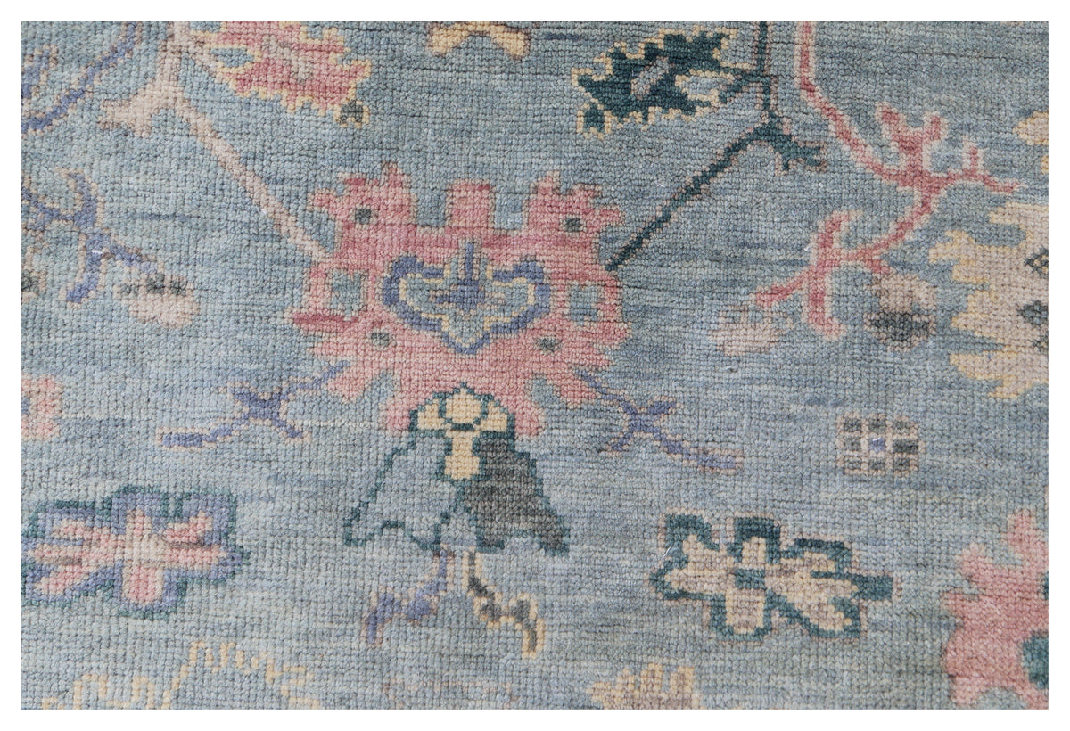 Hand Knotted Grey Pink Floral Oriental Oushak 5.6x8 Area Rug