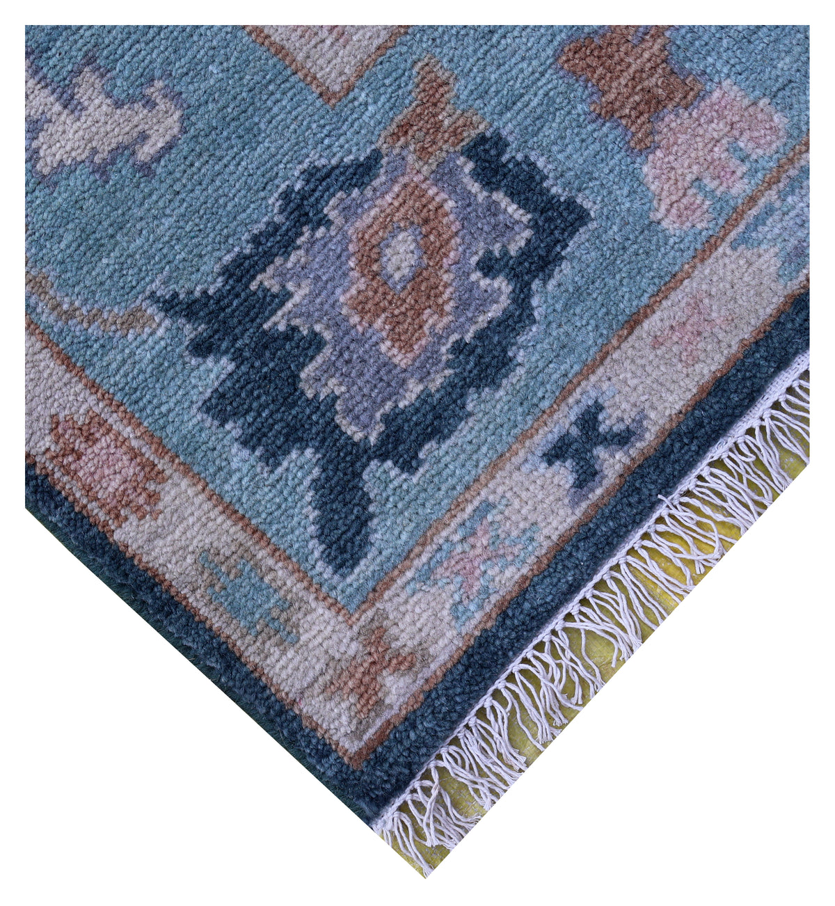 5.6x8 Dark Teal Light Blue Floral Hand Knotted Oriental Oushak Area Rug
