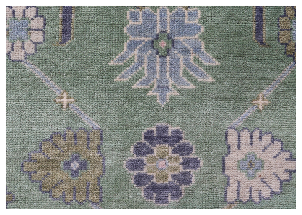 Traditional Oriental Oushak Light Green Olive Floral Hand Knotted 5.6x8 Area Rug