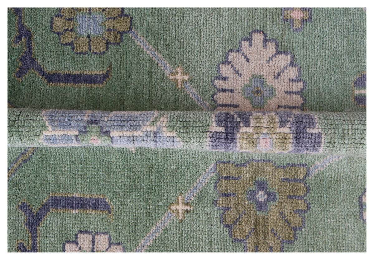 Traditional Oriental Oushak Light Green Olive Floral Hand Knotted 5.6x8 Area Rug
