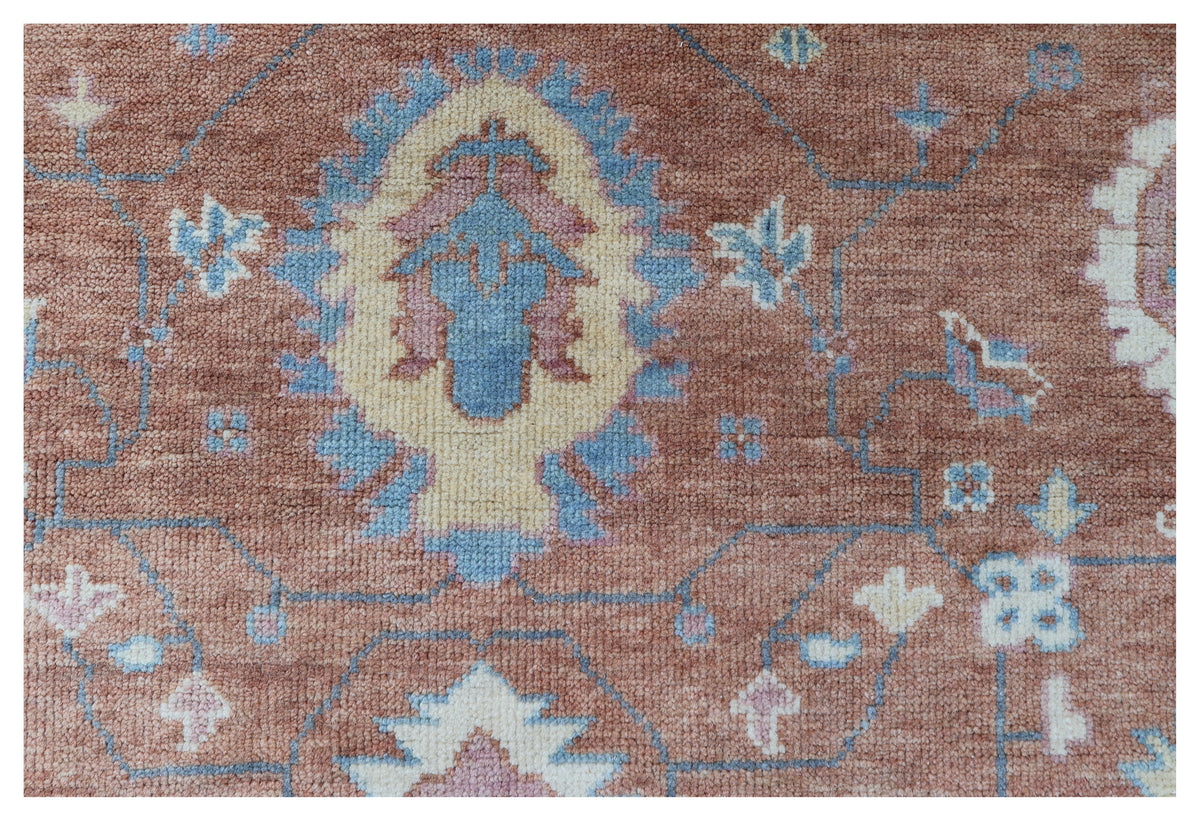 Hand Knotted Rust Orange Ivory Floral Oriental Oushak 5.6x8 Area Rug
