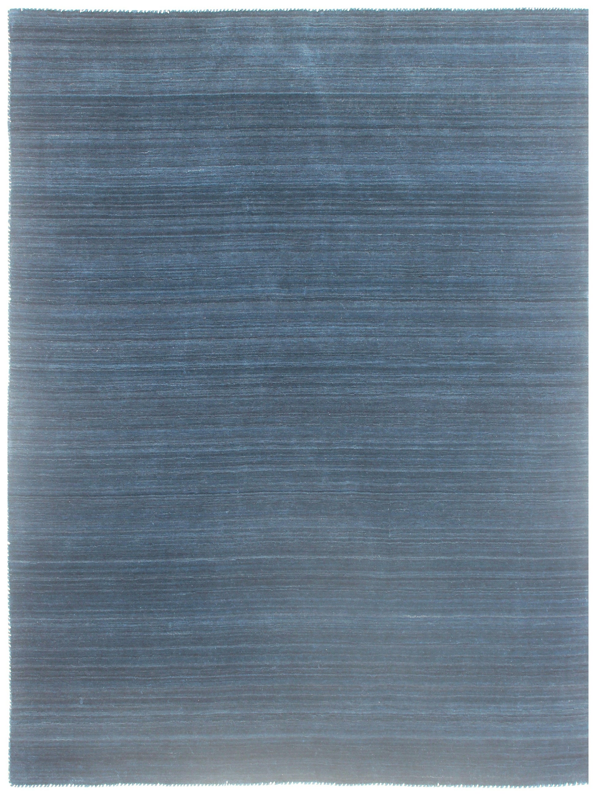 Modern Solid Blue and Gray Stripes Design Handloom Multi Size Wool Area Rug.