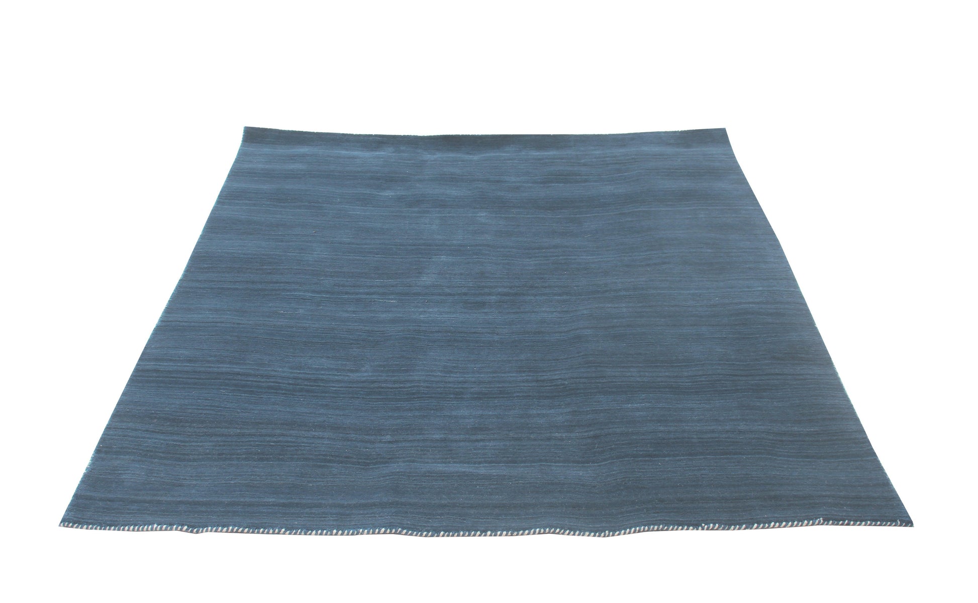 Modern Solid Blue and Gray Stripes Design Handloom Multi Size Wool Area Rug.