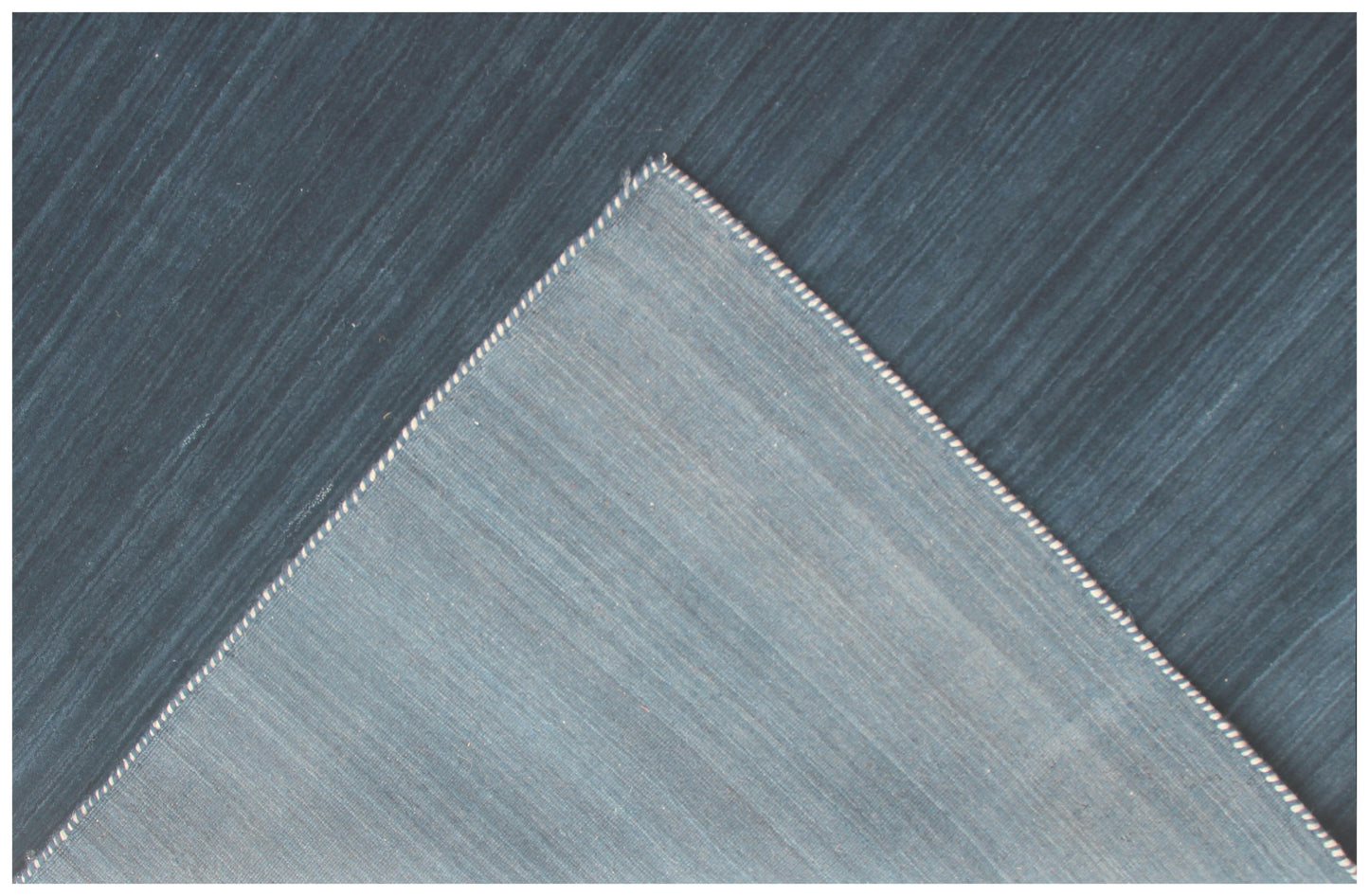 Modern Solid Blue and Gray Stripes Design Handloom Multi Size Wool Area Rug.
