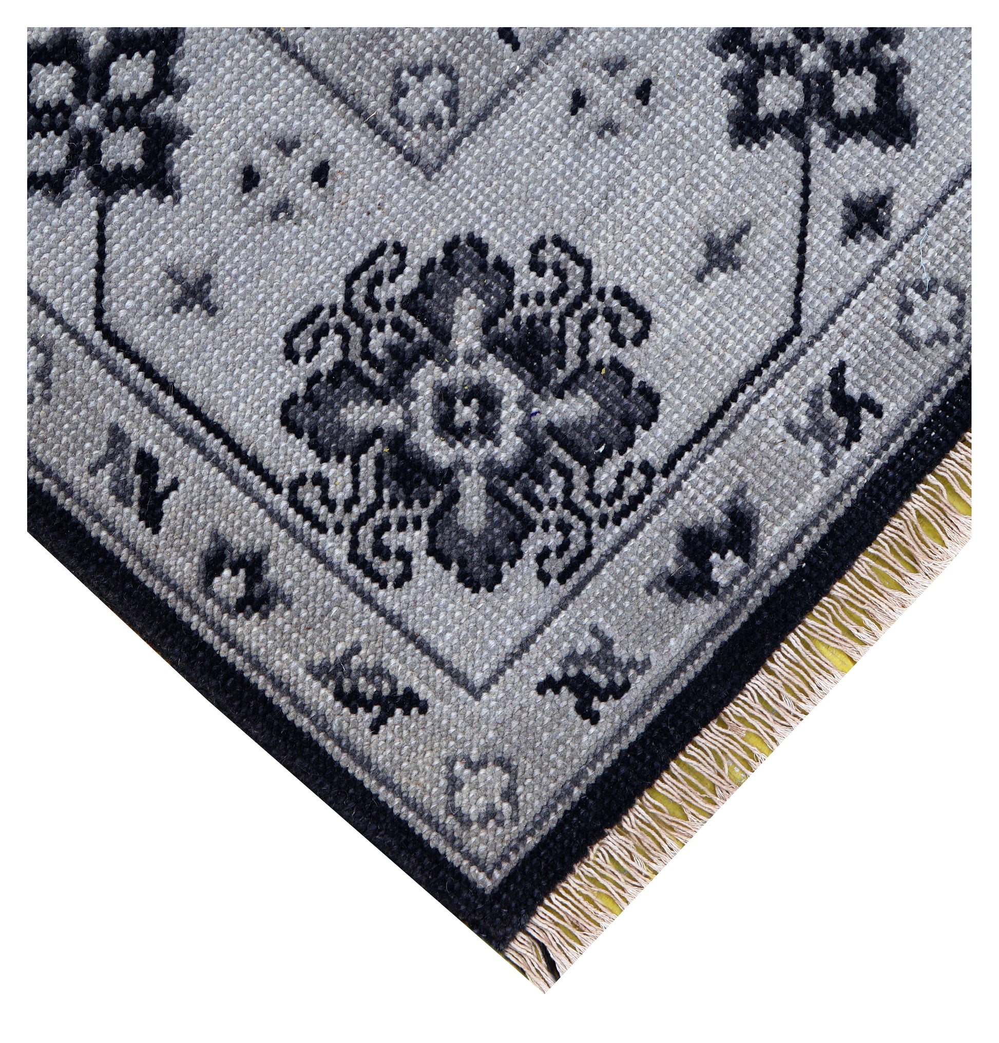 Navy Ivory Geometric Kazak Tribal Sunburst Wool Hand Knotted Traditional 8x10 Area Rug