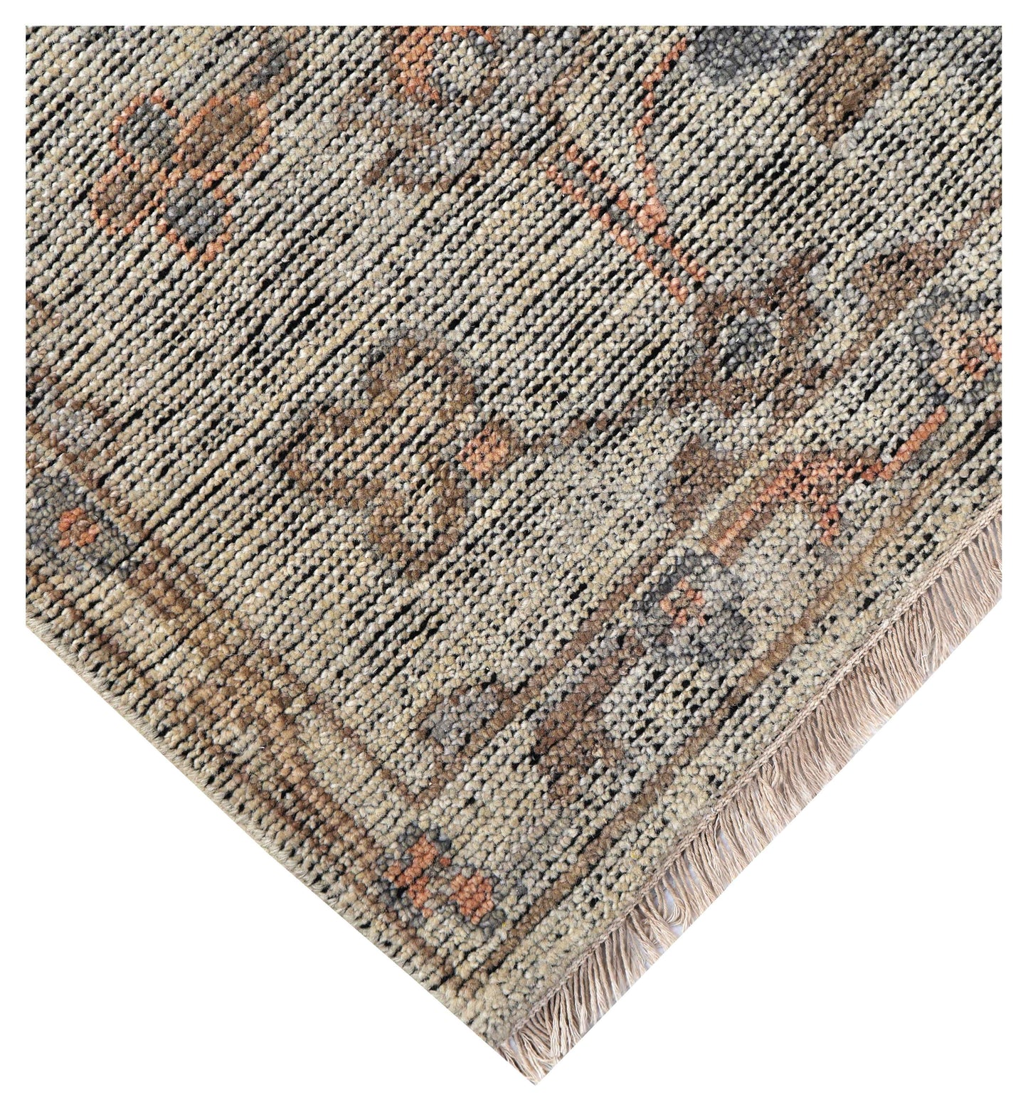 Silver Ivory Taupe Blush Pink Sage Antique Washed Oushak Floral Hand Knotted Wool Silk 8x10 Bhadohi Area Rug