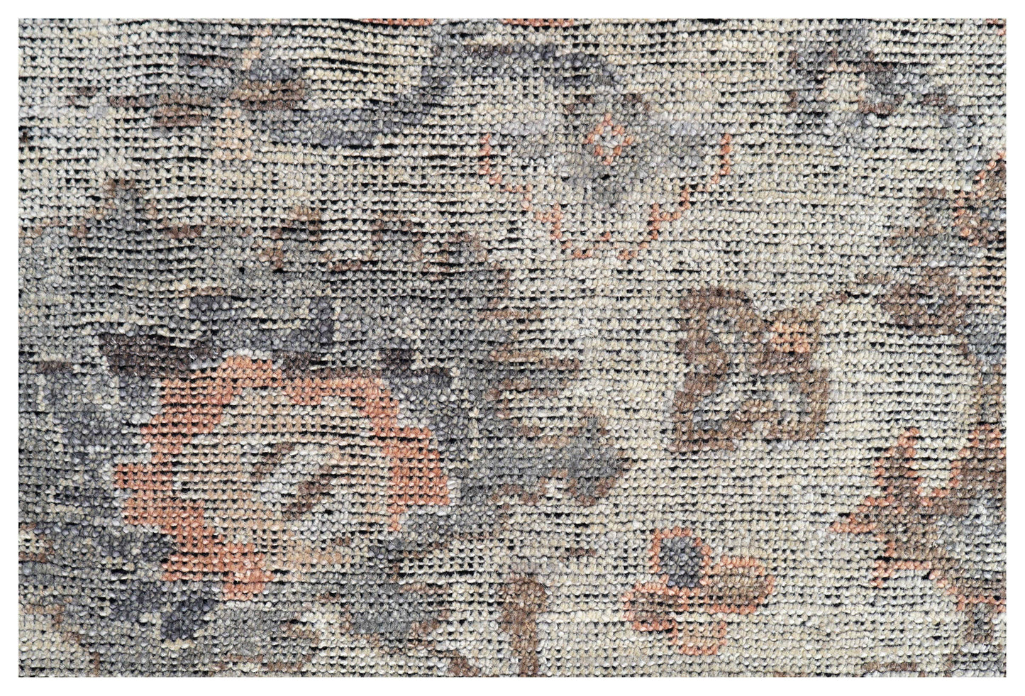 Silver Ivory Taupe Blush Pink Sage Antique Washed Oushak Floral Hand Knotted Wool Silk 8x10 Bhadohi Area Rug