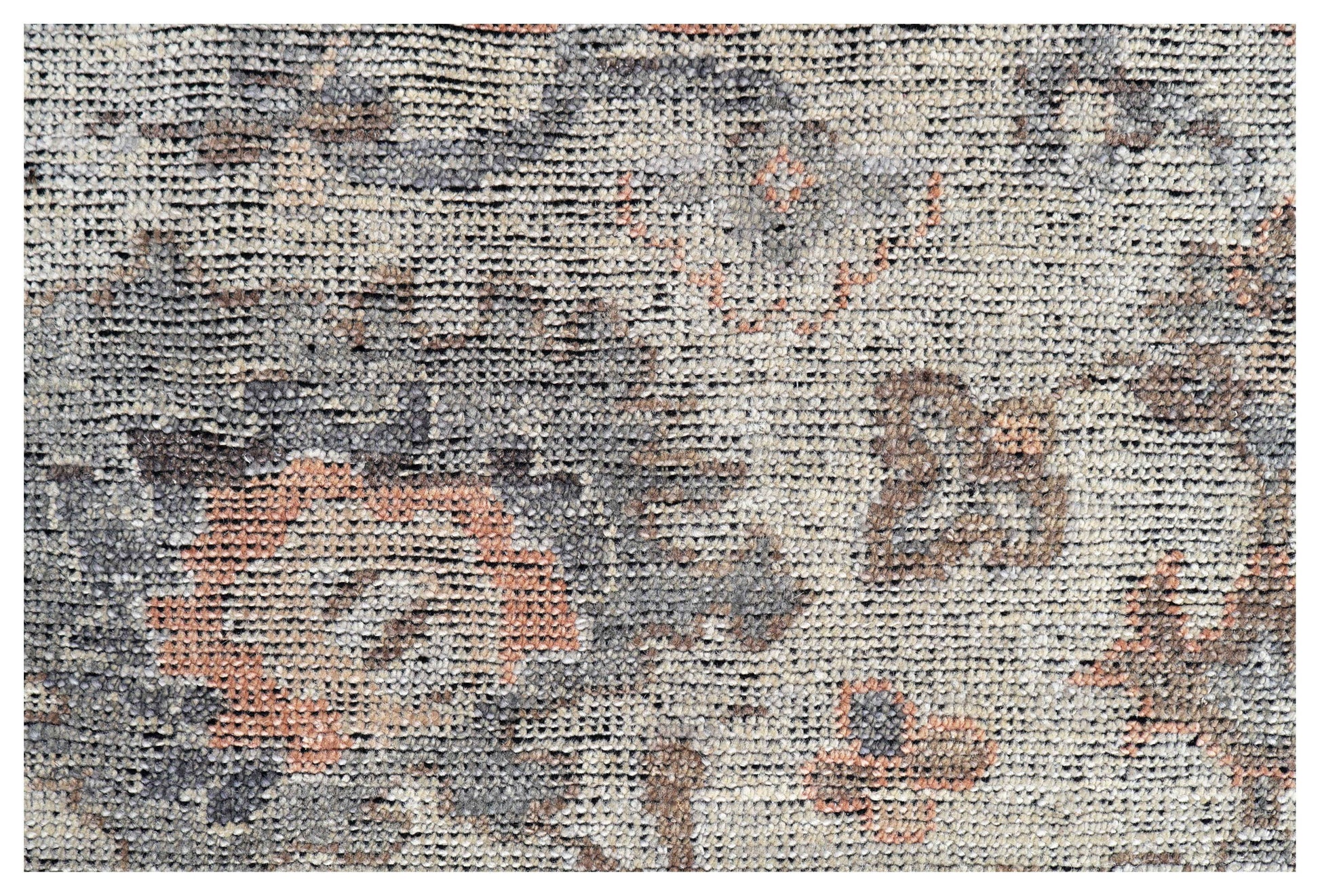 Silver Ivory Taupe Blush Pink Sage Antique Washed Oushak Floral Hand Knotted Wool Silk 8x10 Bhadohi Area Rug