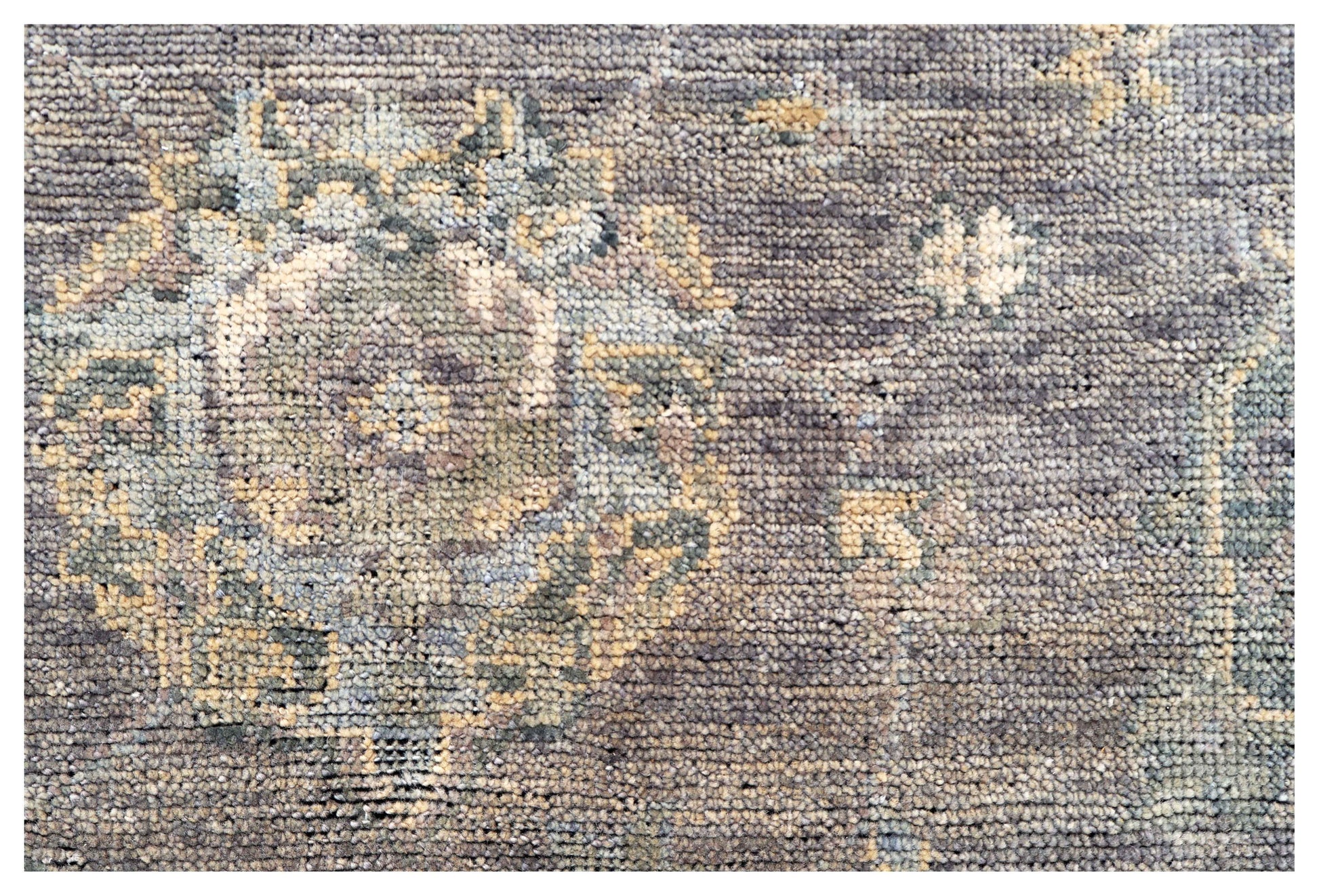 Charcoal Taupe Gold Amber Sage Green Oushak Floral Hand Knotted Wool Silk 8x10 Bhadohi Area Rug