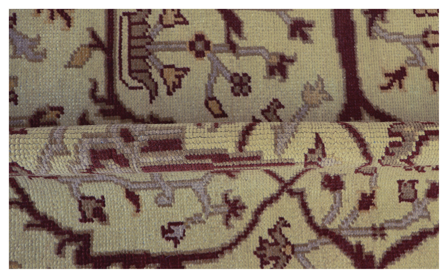 Gold Maroon Oushak Floral Hand Knotted Wool Vintage Oriental 8.6x10 Area Rug