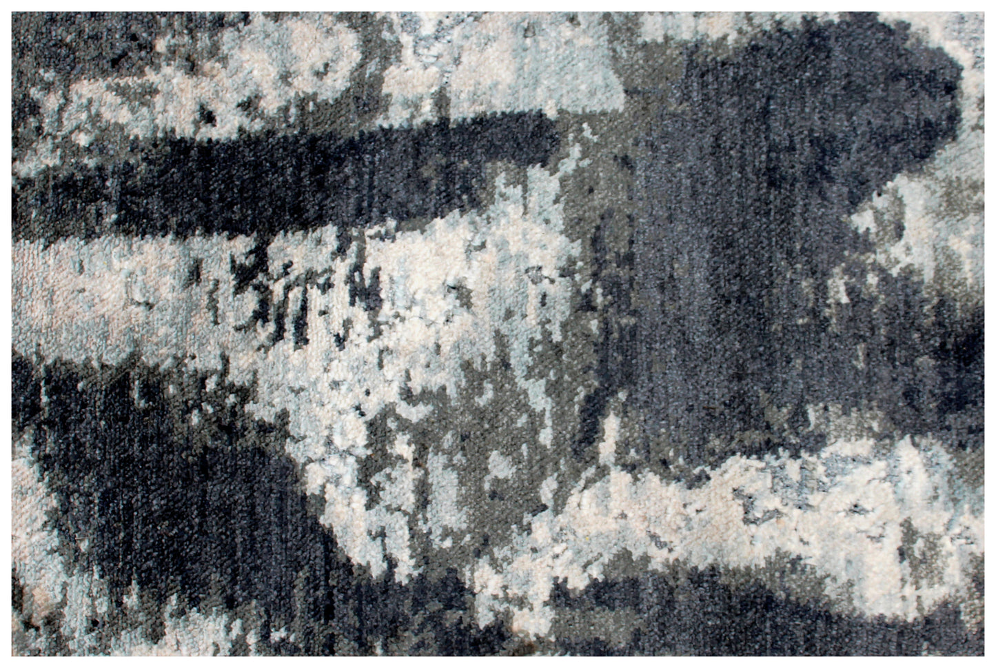 Grey Blue Charcoal 8x10 Hand Knotted Wool Viscose Area Rug - Vintage Antique Abstract