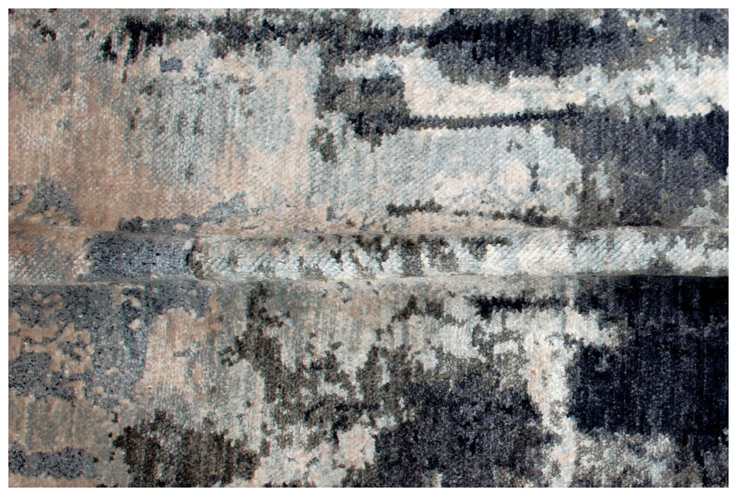 Grey Blue Charcoal 8x10 Hand Knotted Wool Viscose Area Rug - Vintage Antique Abstract