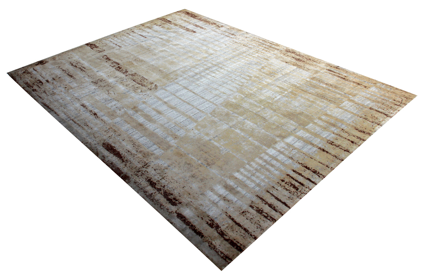 Ivory Cream Beige 7.6x10 Hand Knotted Wool Viscose Area Rug - Vintage Antique Abstract