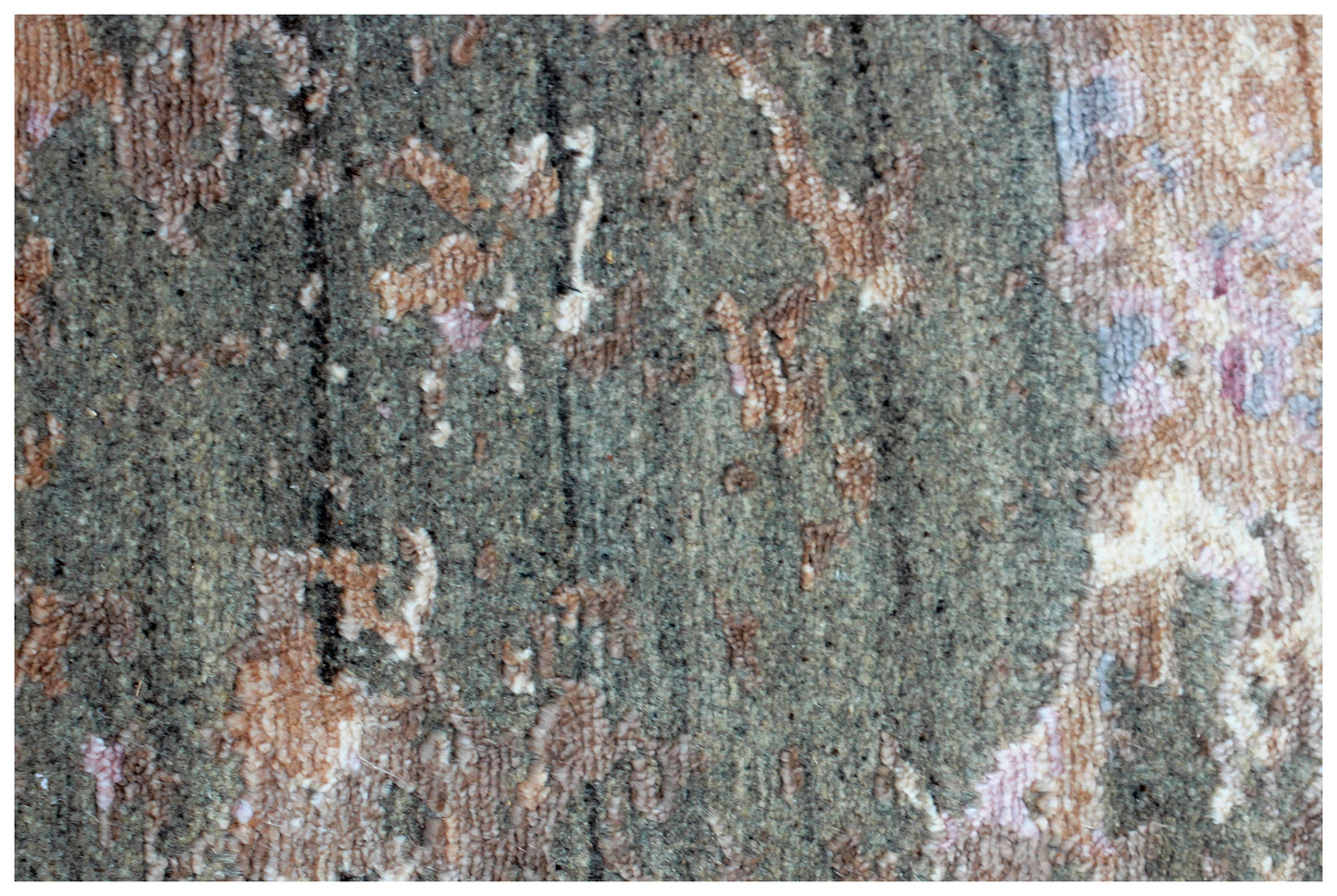 Hand Knotted Vintage Antique Brown Beige Gold 8x10 Wool Viscose Area Rug - Abstract Distressed