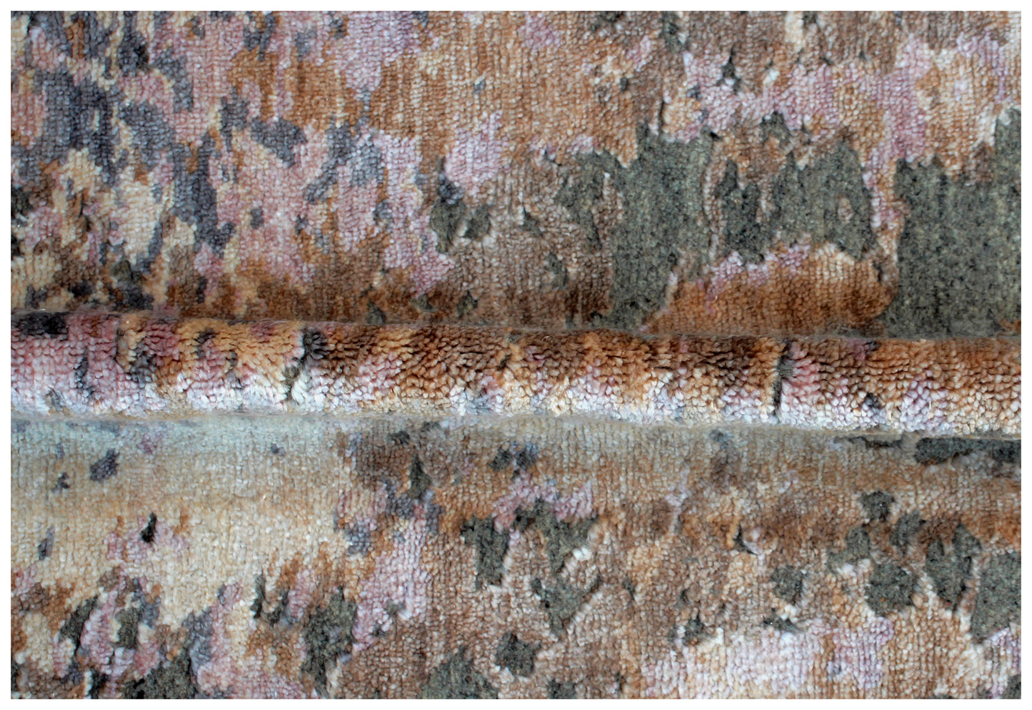 Hand Knotted Vintage Antique Brown Beige Gold 8x10 Wool Viscose Area Rug - Abstract Distressed