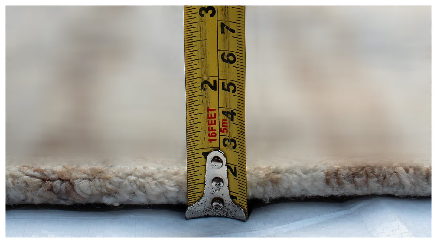 Wool Viscose 8x10 Abstract Distressed Area Rug - Vintage Antique Beige Cream Grey Hand Knotted