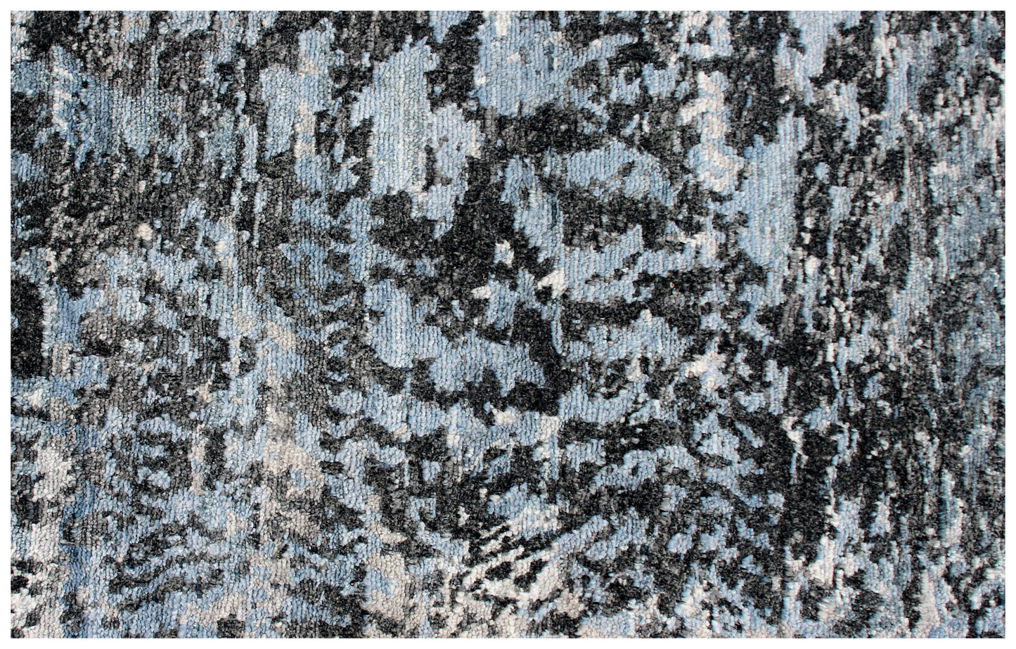 Abstract Vintage Antique 7.6x9.6 Hand Knotted Area Rug - Dark Grey Blue Black Wool Viscose Distressed