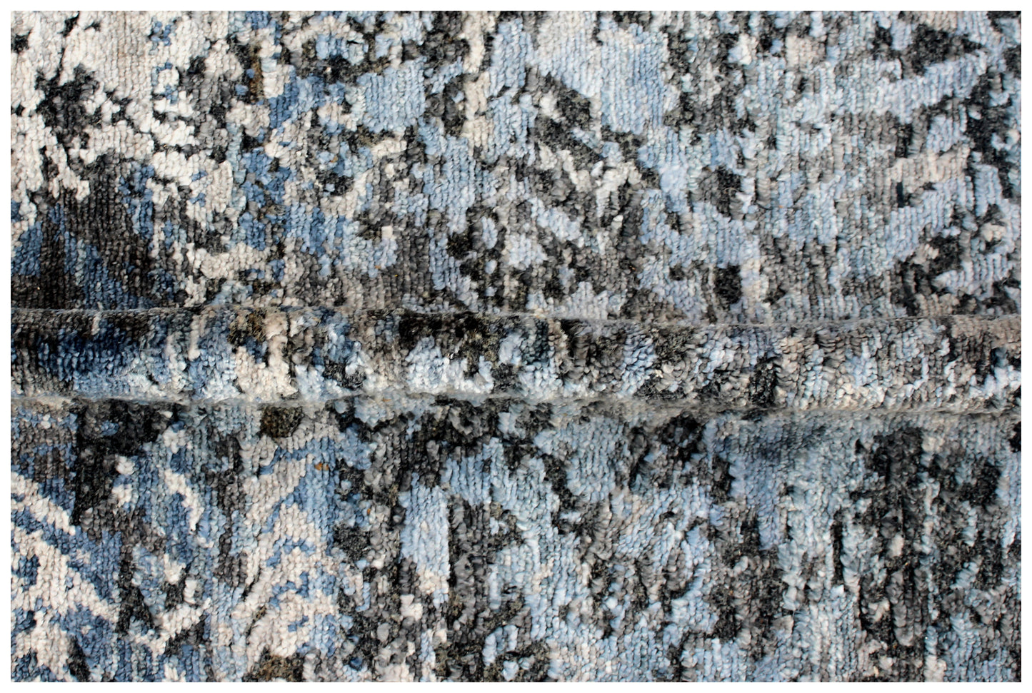 Abstract Vintage Antique 7.6x9.6 Hand Knotted Area Rug - Dark Grey Blue Black Wool Viscose Distressed