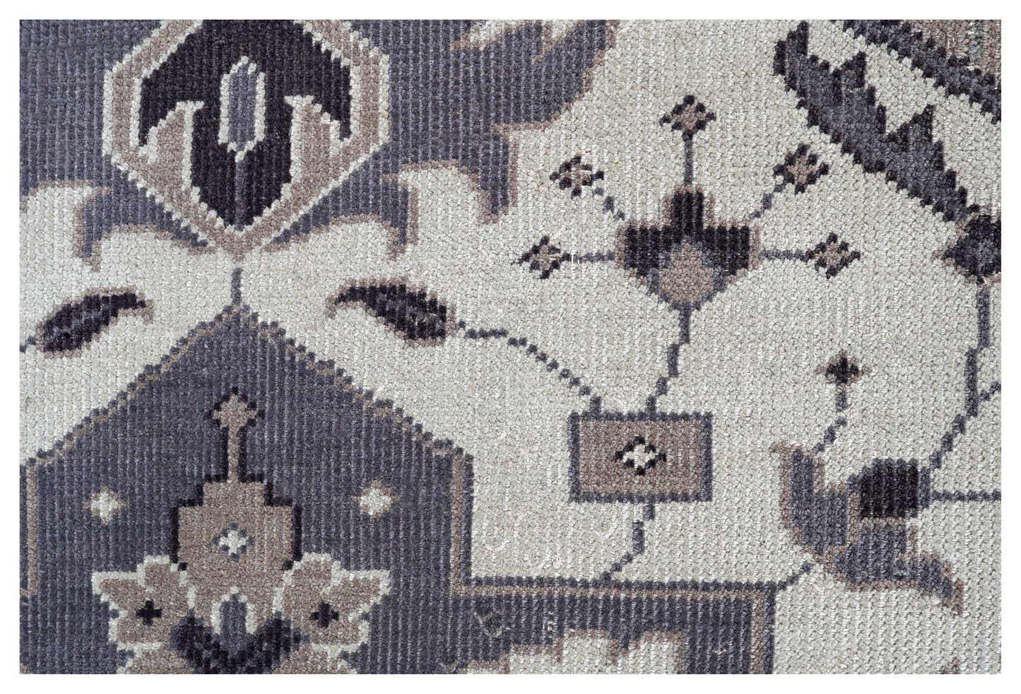 Ivory Charcoal Grey Heriz Medallion Geometric Wool Hand Knotted Traditional 8x10 Area Rug