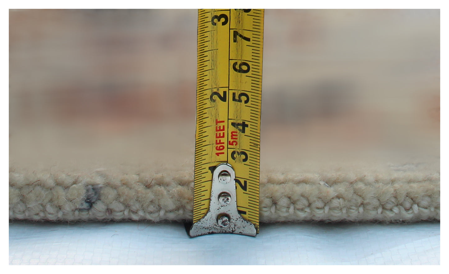 Beige Navy Red 7.6x10 Vintage Antique Persian Area Rug - Hand Knotted Wool Viscose Floral Medallion