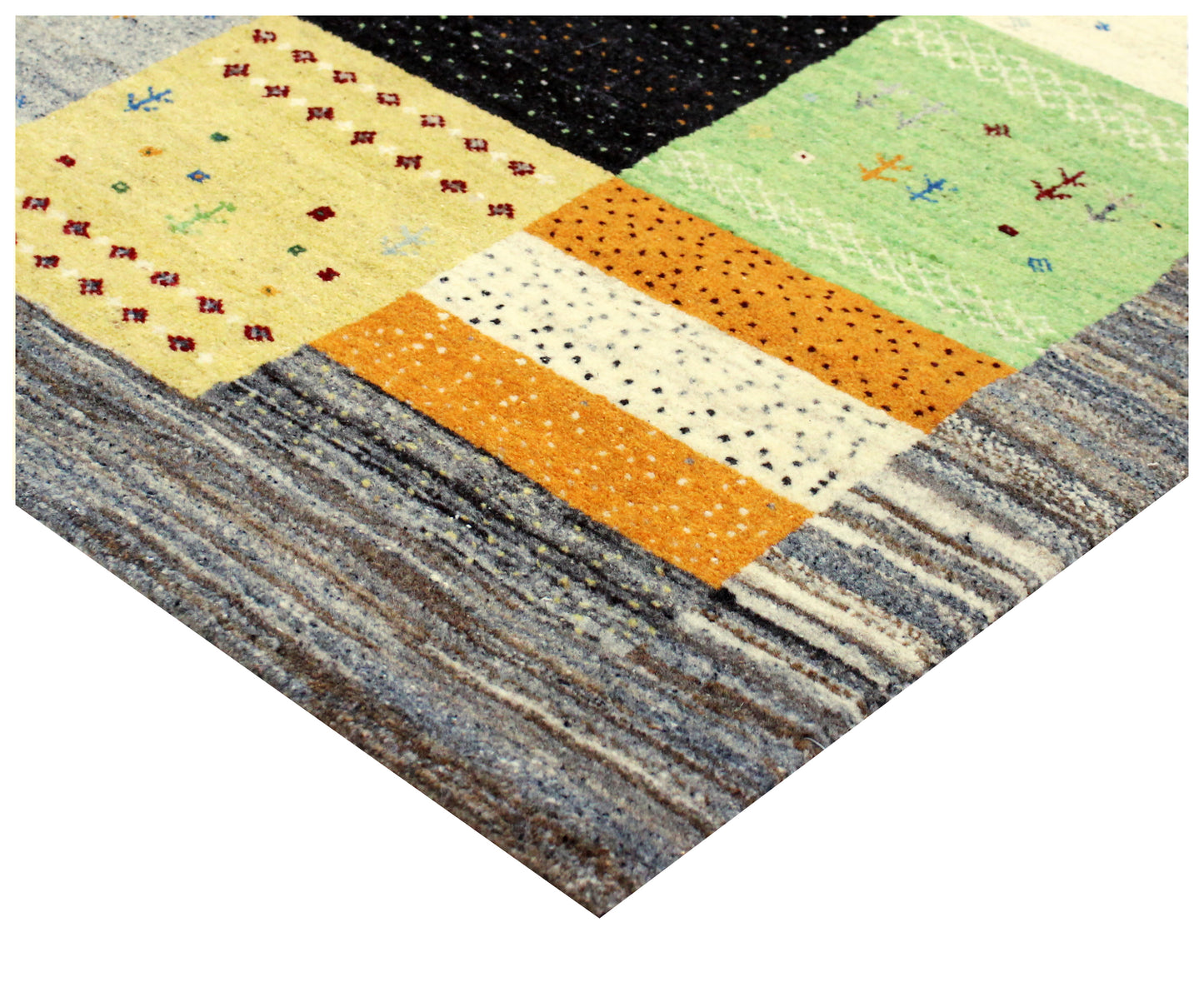 Hand Knotted Contemporary Gabbeh Patchwork Wool Rug 8x10 - Multi Color