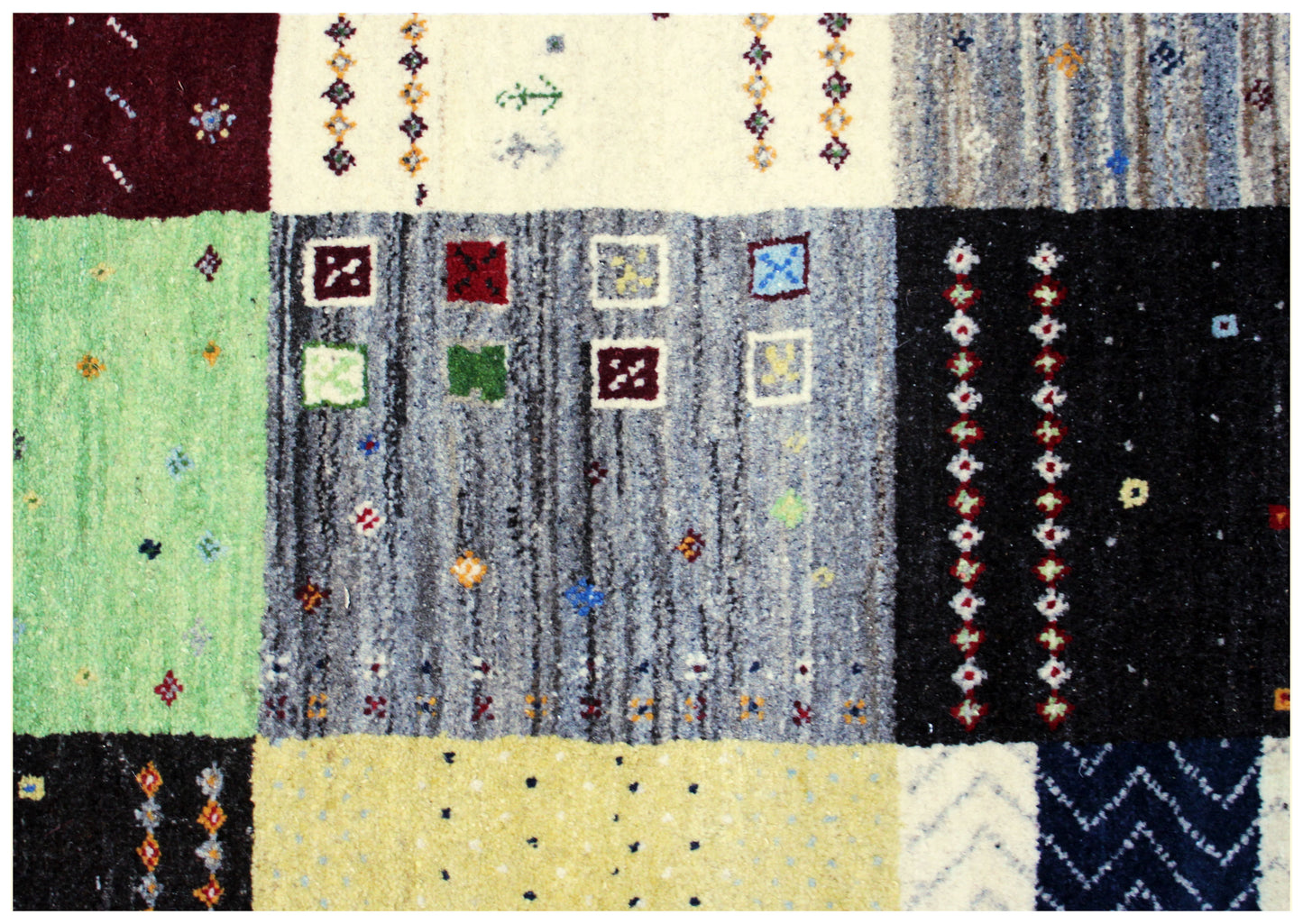 Hand Knotted Contemporary Gabbeh Patchwork Wool Rug 8x10 - Multi Color