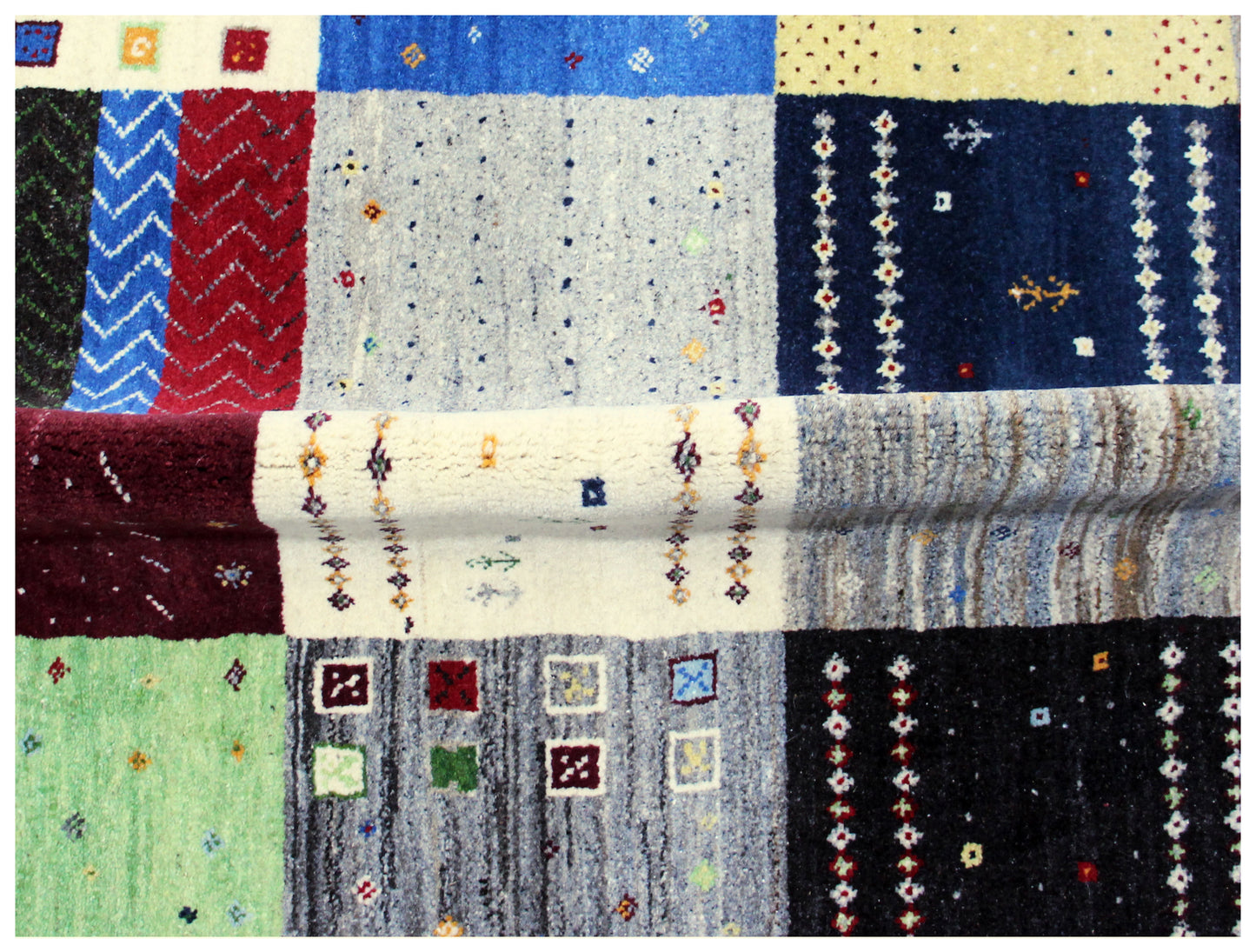 Hand Knotted Contemporary Gabbeh Patchwork Wool Rug 8x10 - Multi Color