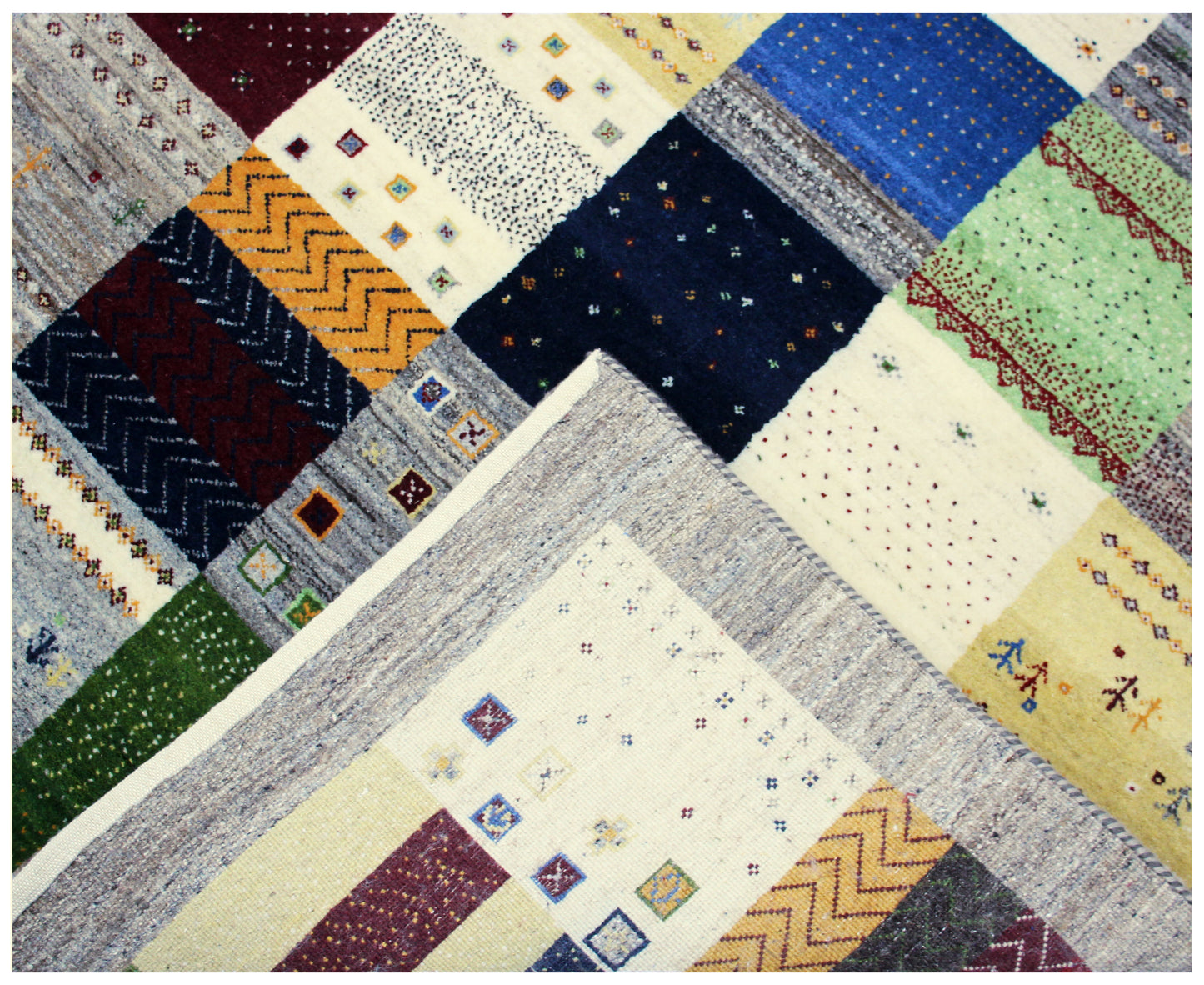 Hand Knotted Contemporary Gabbeh Patchwork Wool Rug 8x10 - Multi Color