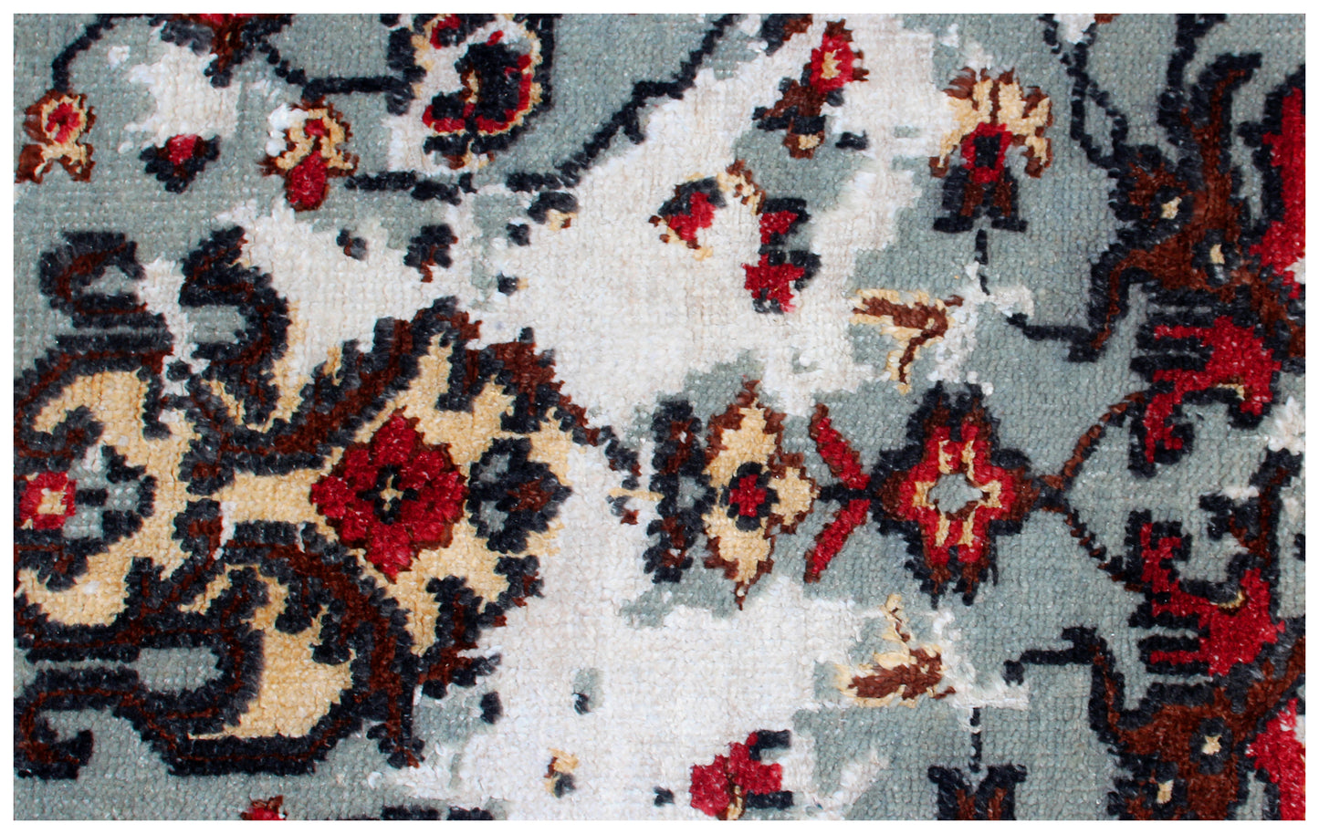 Vintage Antique Hand Knotted Persian 7.6x10 Area Rug - Grey Red Rust Wool Viscose Floral Distressed