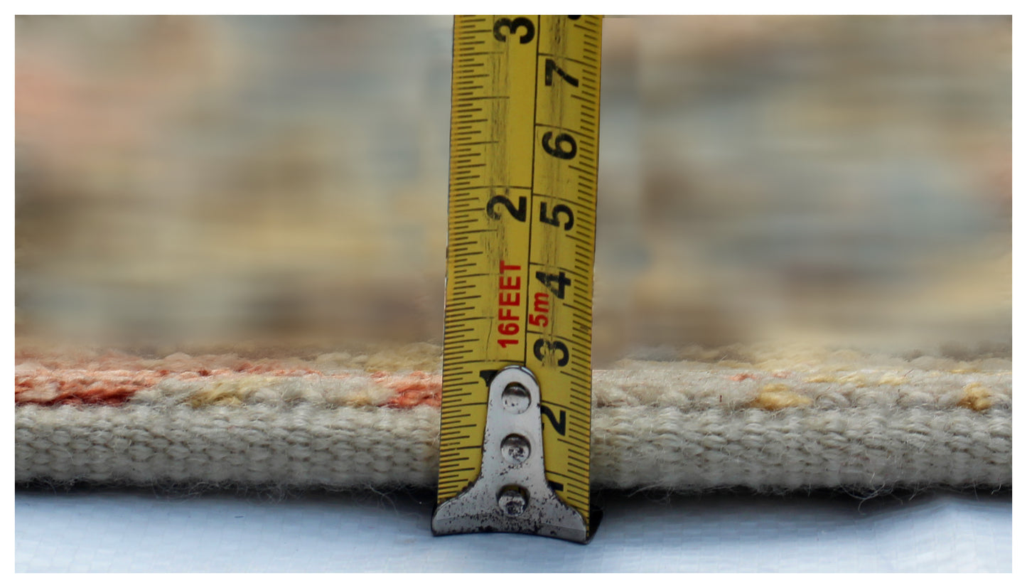 Floral Distressed 7.6x10 Wool Viscose Persian Area Rug - Beige Light Blue Red Hand Knotted Vintage