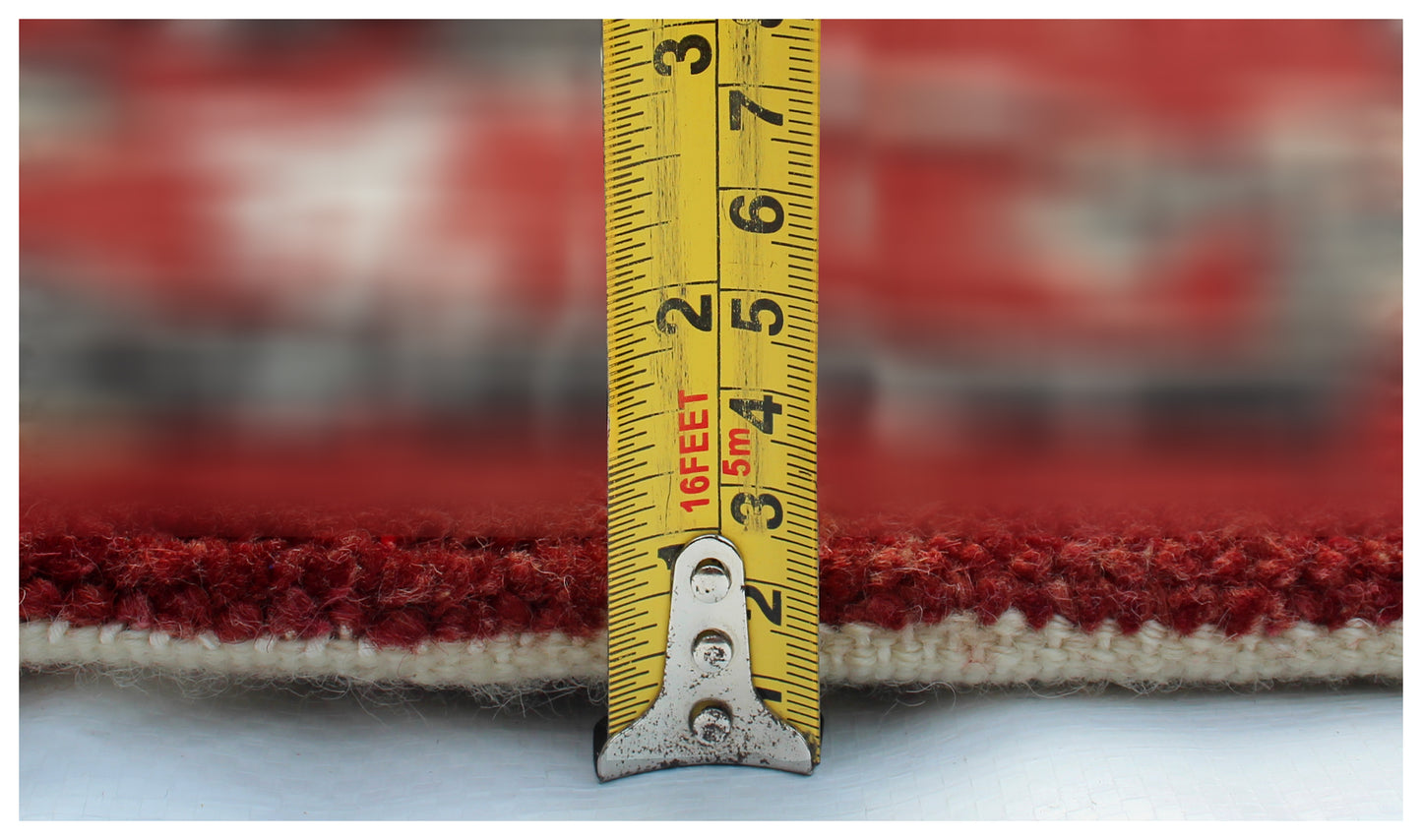 Persian Vintage Antique 8x10 Wool Viscose Area Rug - Red Black Cream Hand Knotted Geometric Medallion