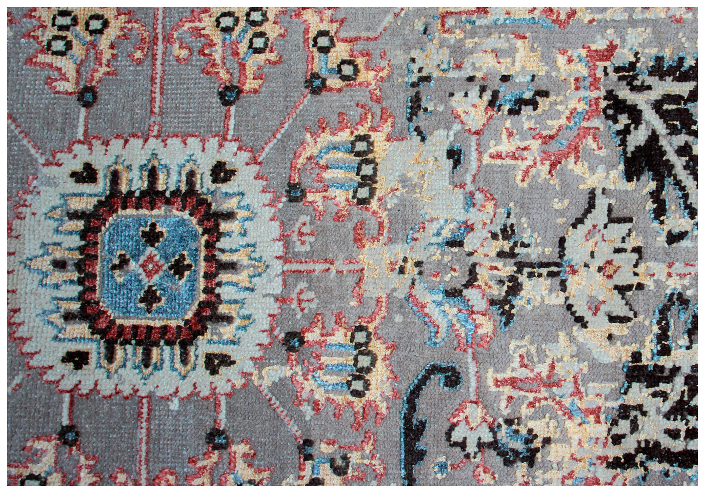 7.6x9.6 Camel Brown Grey Vintage Antique Persian Wool Viscose Area Rug - Hand Knotted Floral Medallion Distressed