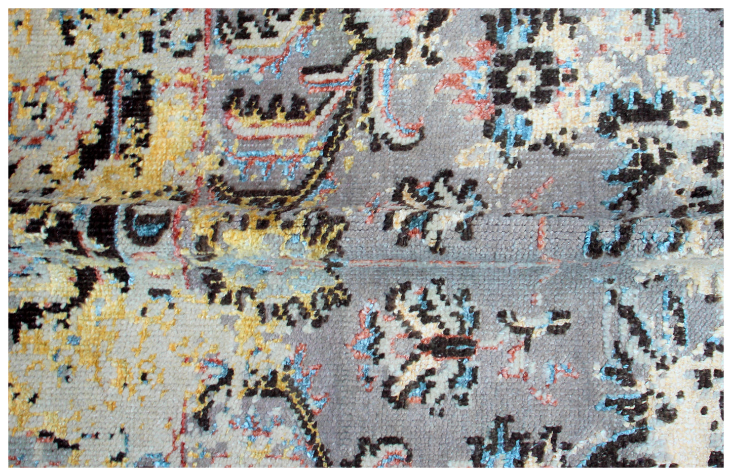 7.6x9.6 Camel Brown Grey Vintage Antique Persian Wool Viscose Area Rug - Hand Knotted Floral Medallion Distressed