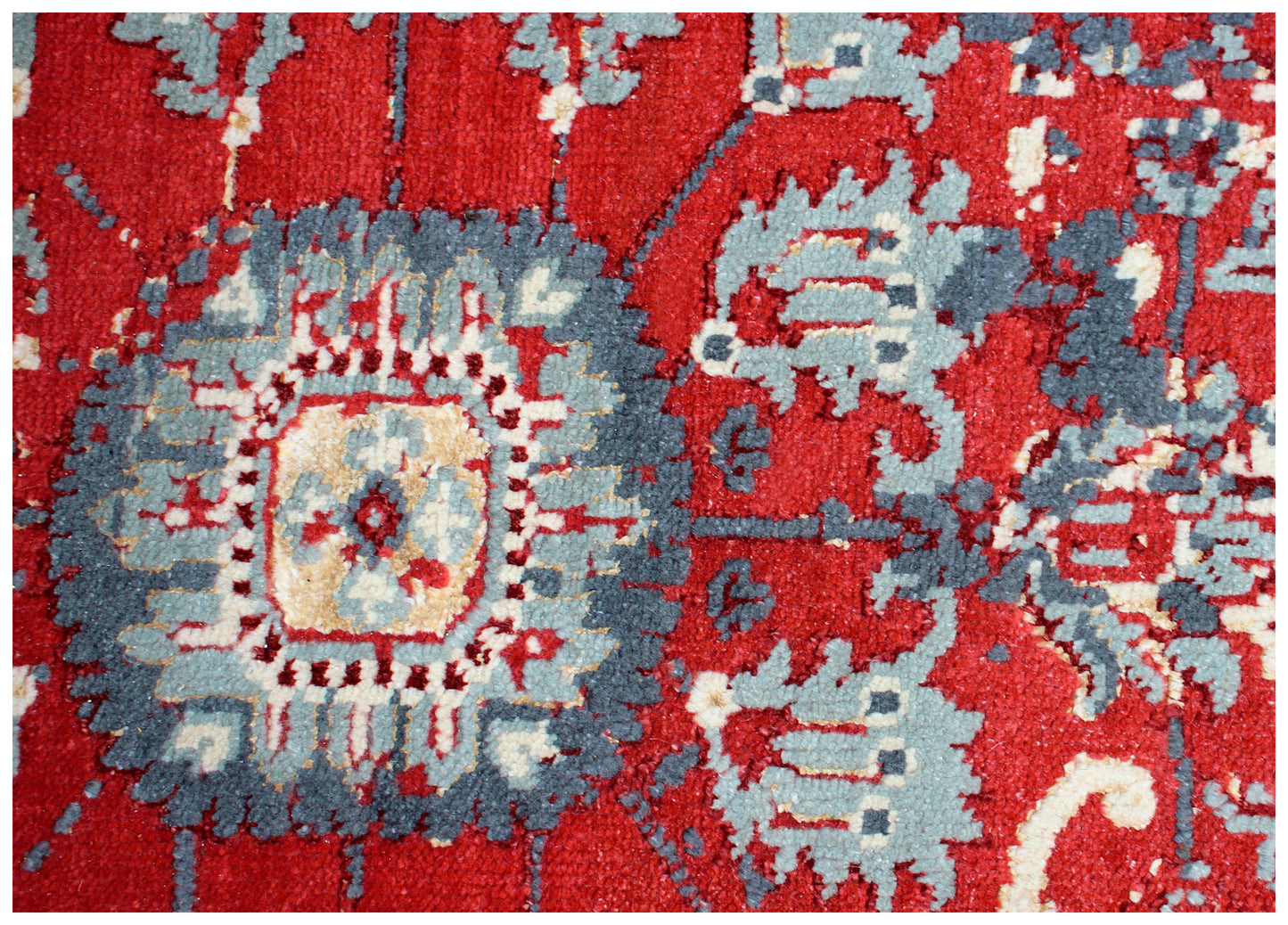 Hand Knotted Wool Viscose 8x10 Persian Area Rug - Vintage Antique Red Grey Cream Floral Distressed