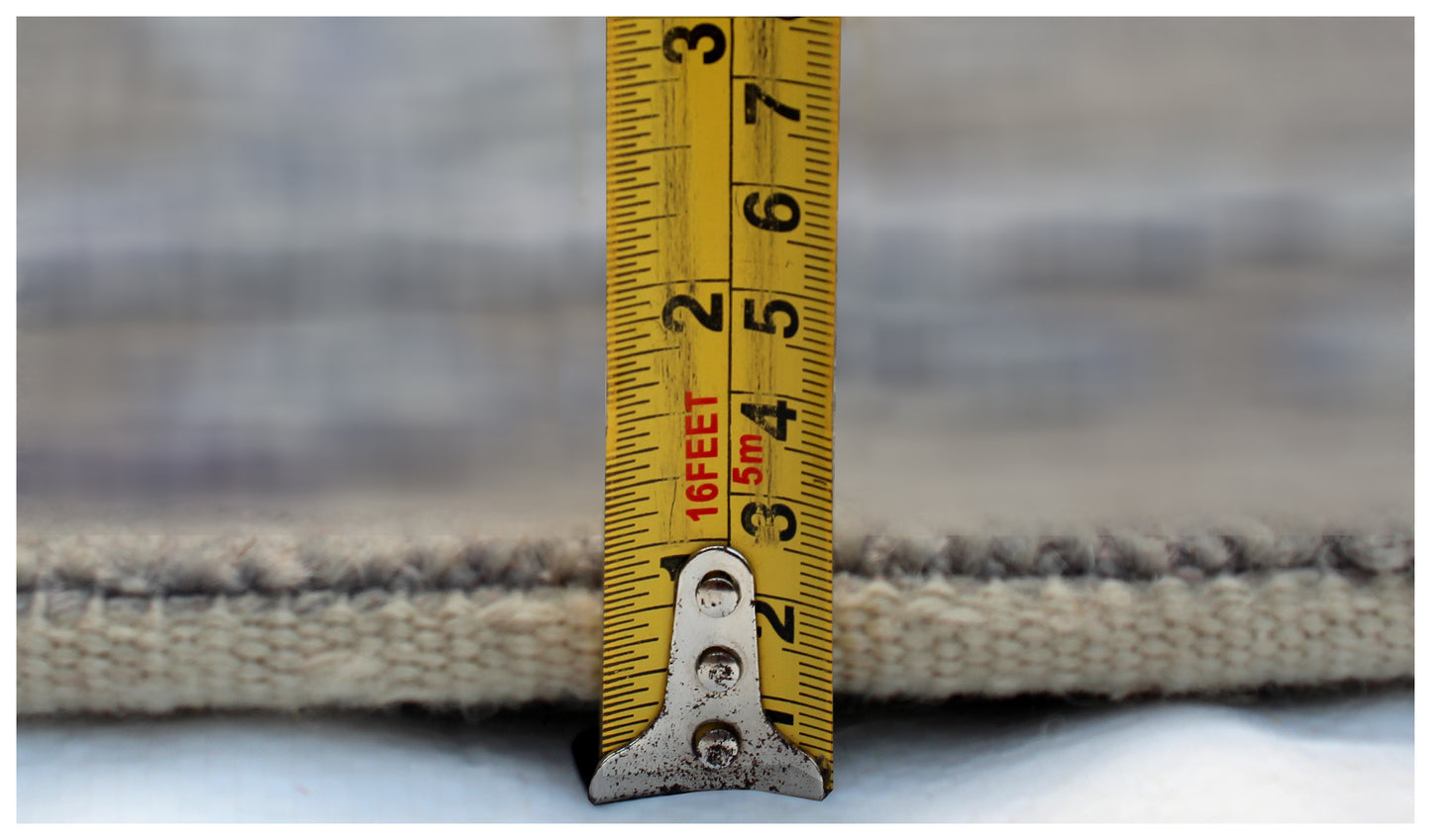 Geometric Tile Distressed 8x9.6 Wool Viscose Area Rug - Grey Blue Silver Vintage Antique Hand Knotted