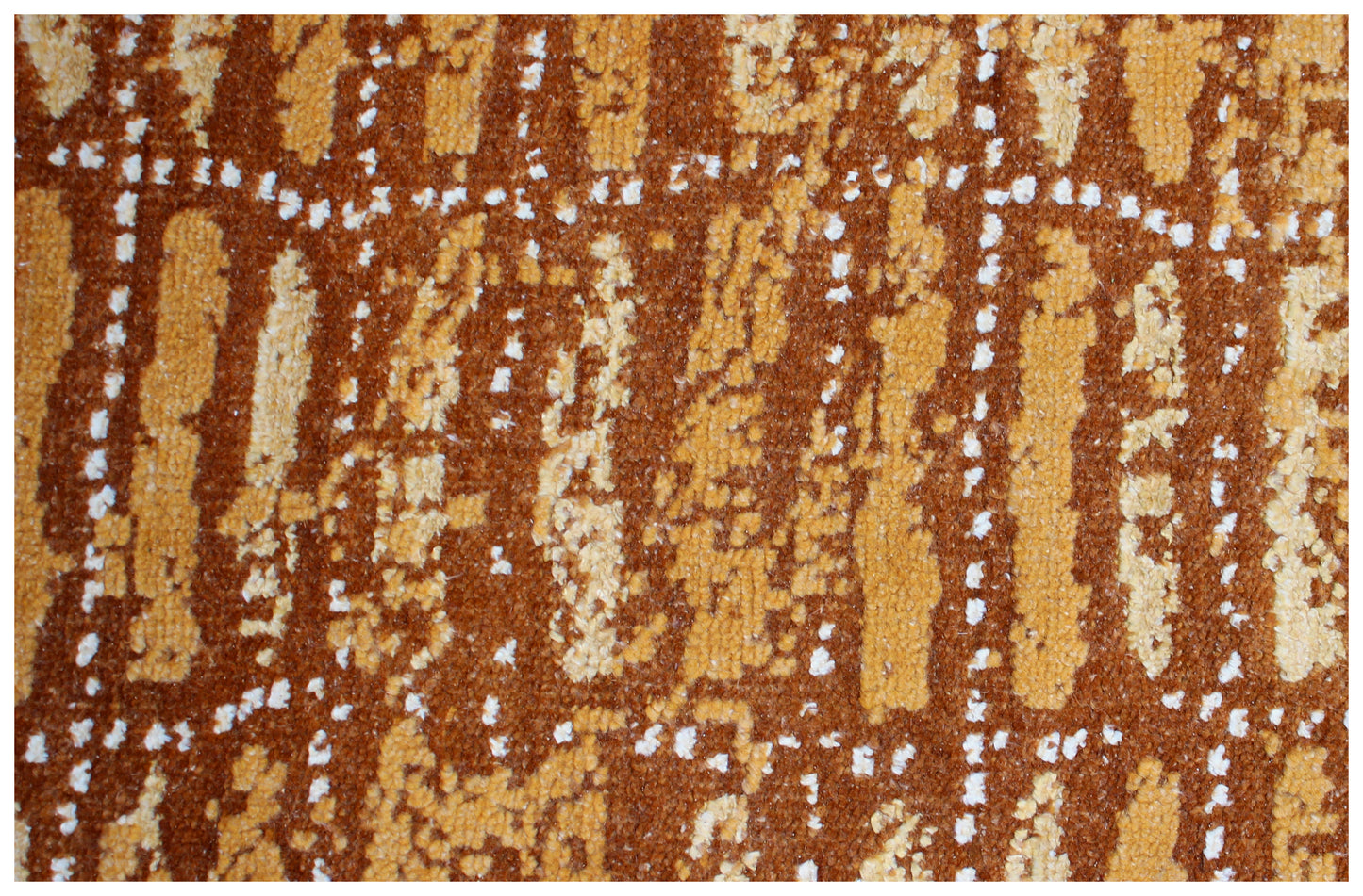 Gold Brown Beige Vintage Antique 8x10 Wool Viscose Area Rug - Hand Knotted Striped Abstract Distressed