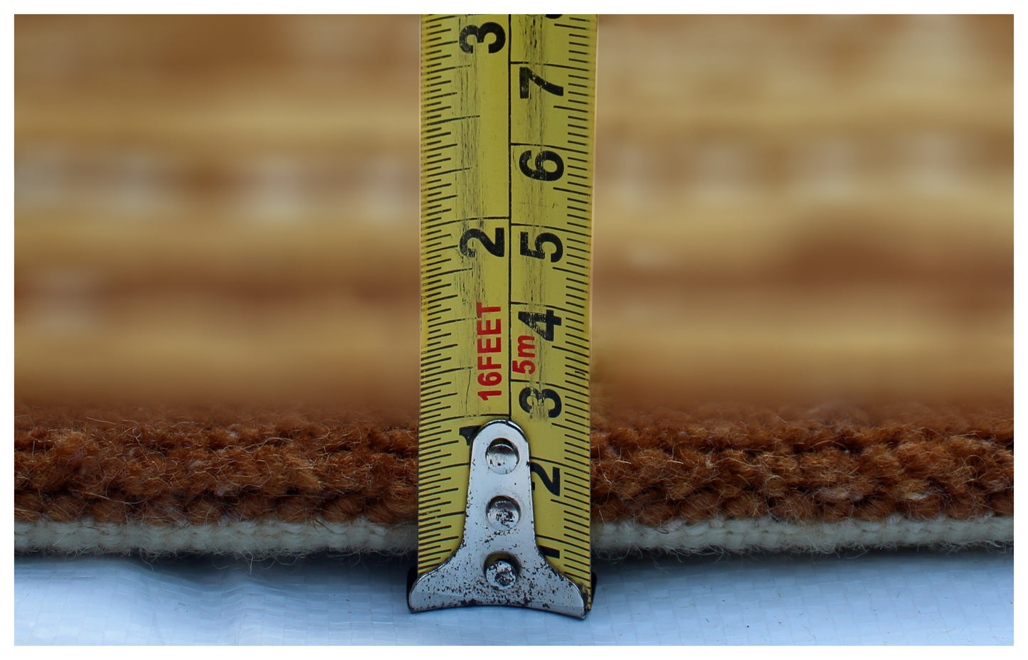 Gold Brown Beige Vintage Antique 8x10 Wool Viscose Area Rug - Hand Knotted Striped Abstract Distressed