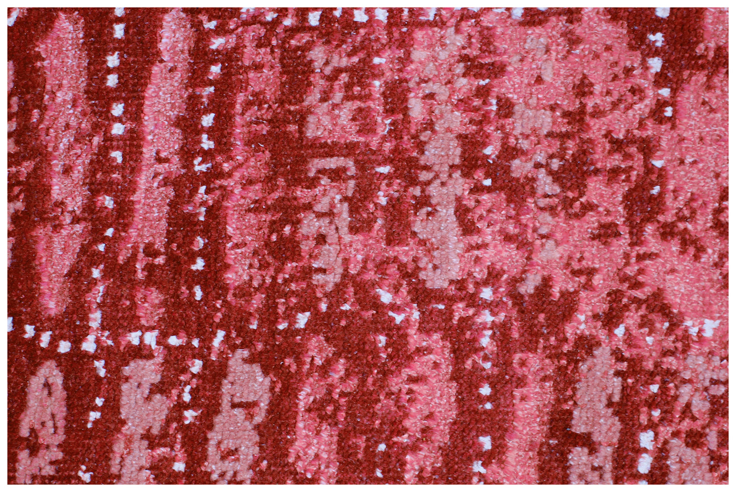Striped Distressed Wool Viscose 8x10 Area Rug - Red Pink Rust Vintage Antique Hand Knotted Abstract