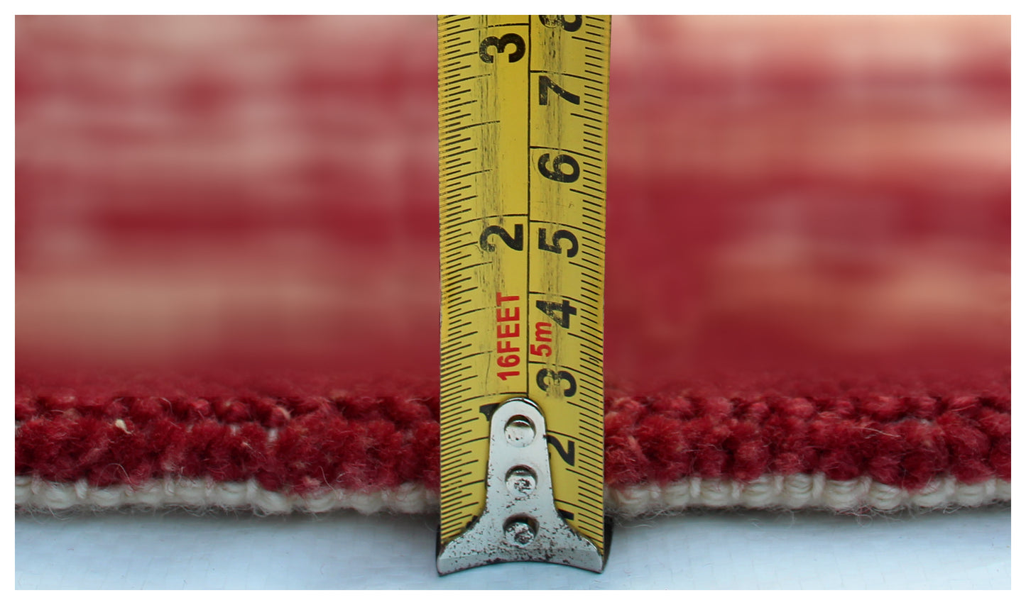 Striped Distressed Wool Viscose 8x10 Area Rug - Red Pink Rust Vintage Antique Hand Knotted Abstract