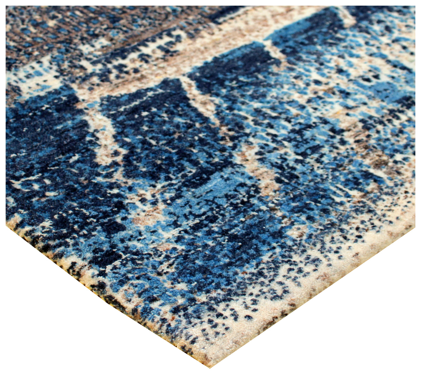 5.6x8 Contemporary Abstract Wool Rug - Hand Knotted Blue Grey