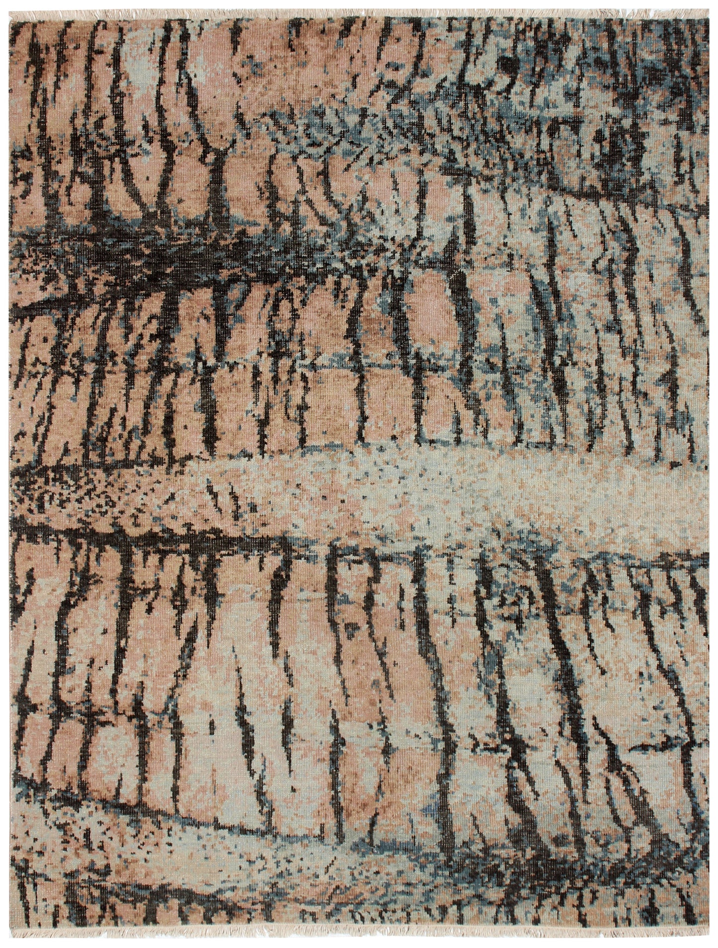 Earth Tone Rock Crack Design Modern Abstract 8x9.6 Hand Knotted Wool Rug