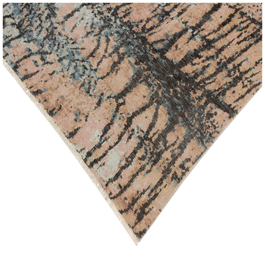 Earth Tone Rock Crack Design Modern Abstract 8x9.6 Hand Knotted Wool Rug