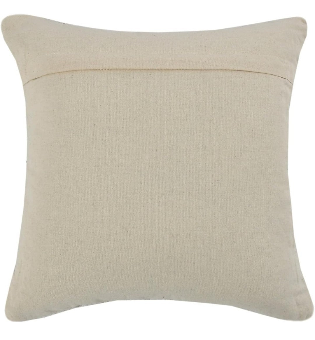 Handmade Boho Cushion Cover 16x16 inch (3pcs)- Off-White Cotton with Rust Fringe and stripes Tassels