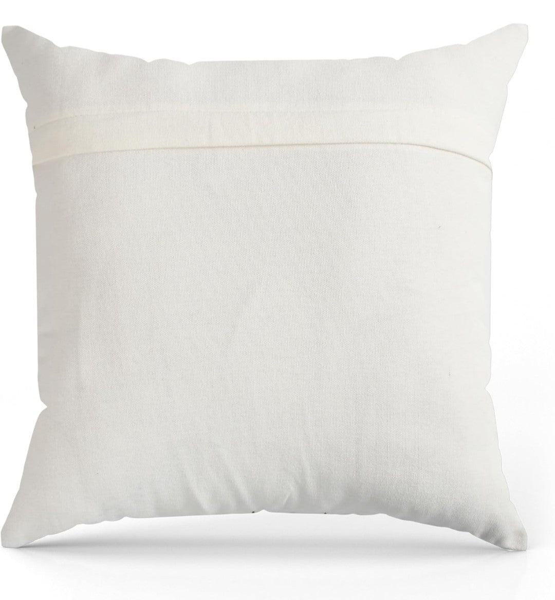 Embroidered Floral Cushion Covers 16x16 Ivory Teal Green Handmade Cotton - Set of 3