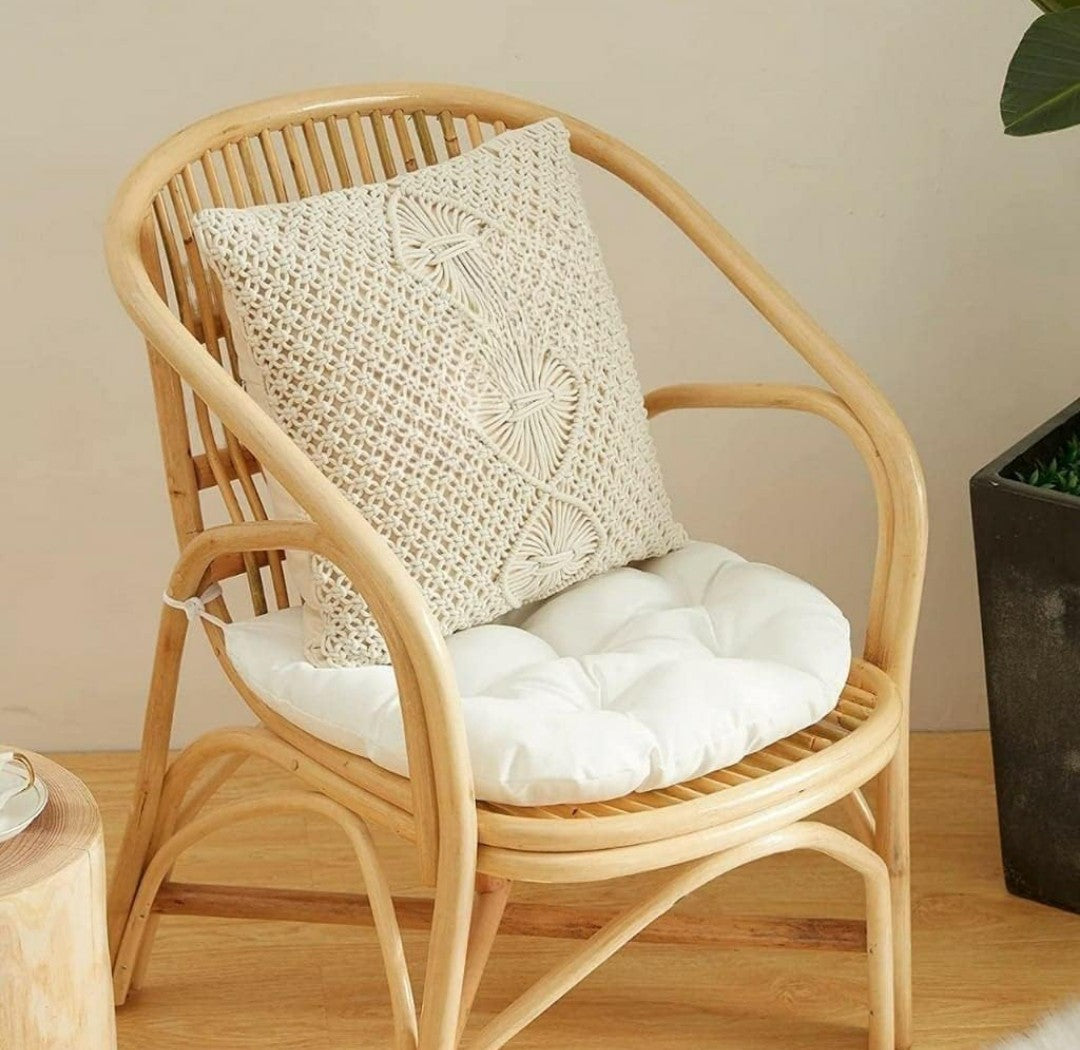 Handwoven Macrame Cushion Covers 16x16 Natural White Geometric Floral Medallion Boho Cotton - Pack of 2