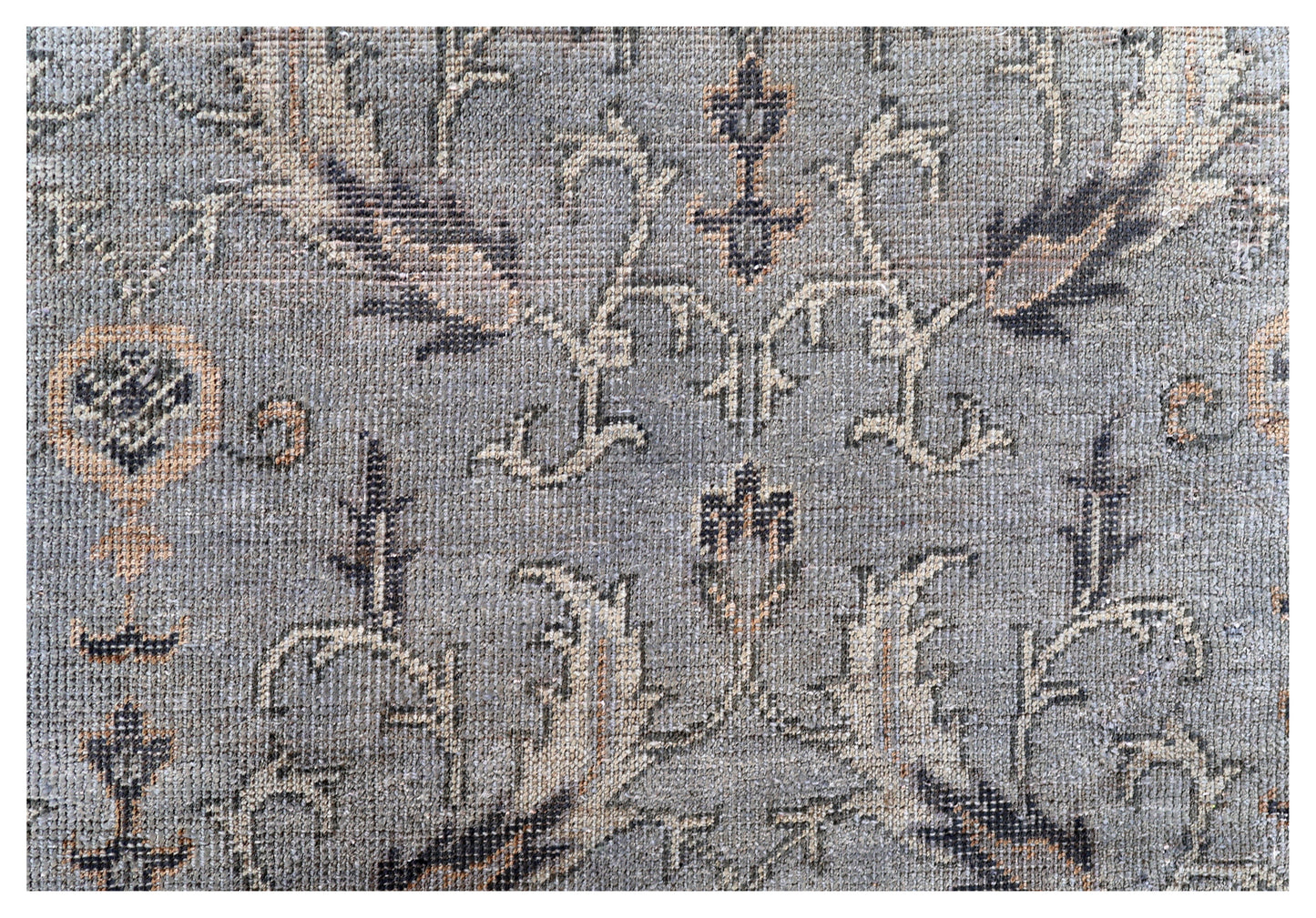 Antique Washed Blue Grey Sage Green Ivory Turkish Ziegler Floral Vine Hand Knotted Wool 8x10 Bhadohi Area Rug