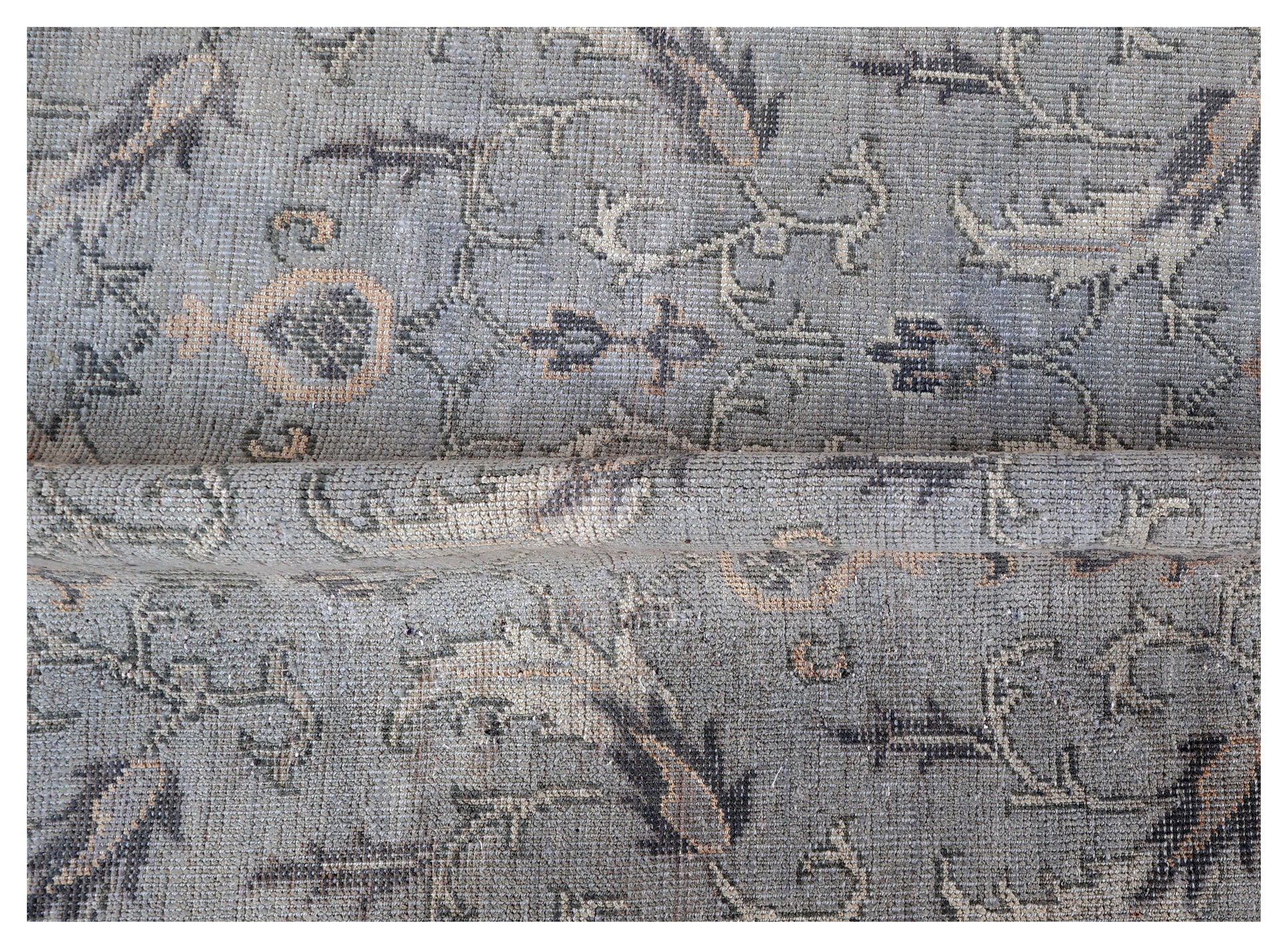 Antique Washed Blue Grey Sage Green Ivory Turkish Ziegler Floral Vine Hand Knotted Wool 8x10 Bhadohi Area Rug